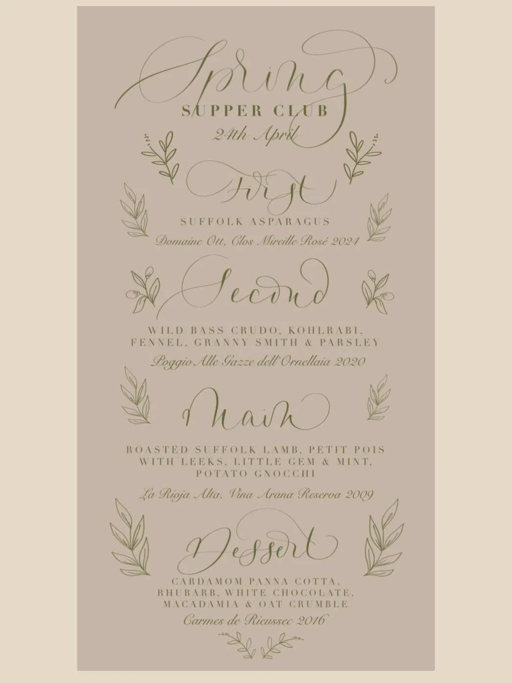 Happy Spring Equinox 🌱
A delicious menu for our Spring Supper Club celebrating this beautiful unfurling season of new awakenings.
Lighter mornings, longer evenings and the joy of spending time with friends, old and new, eating and drinking together,