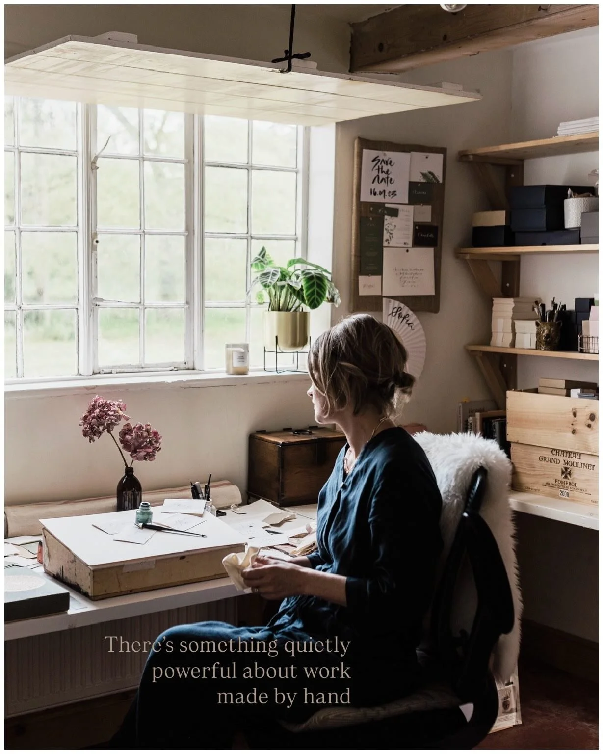 Calligraphy creates something special and unique. It takes time. It is a commitment to slowing down and becoming immersed in the craft. It is the beauty of no two strokes being the same, a celebration of the human hand. Hand inked elements bring a qu