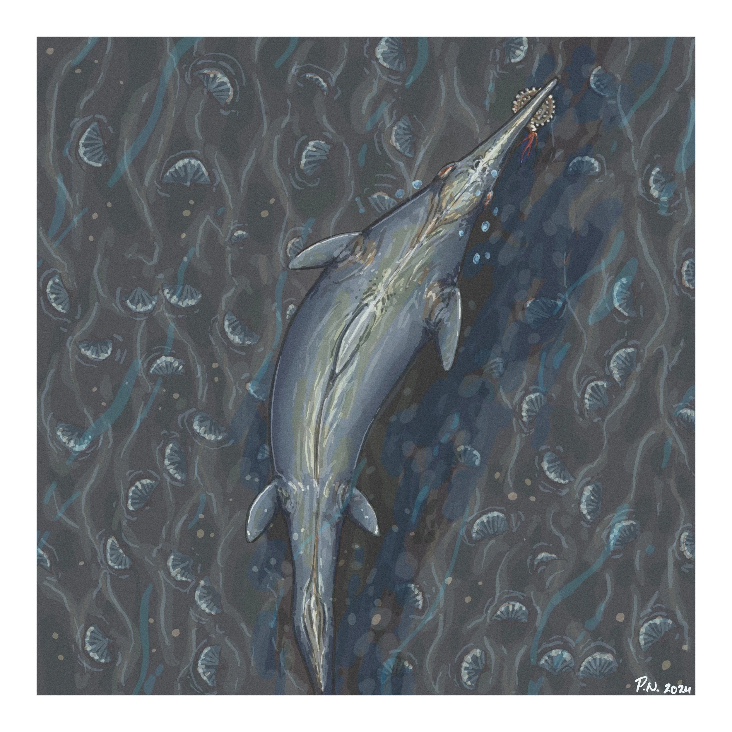 Phalarodon, a smaller Middle Triassic ichthyosaur is commonly found in shale layers on Svlbard, Norway.