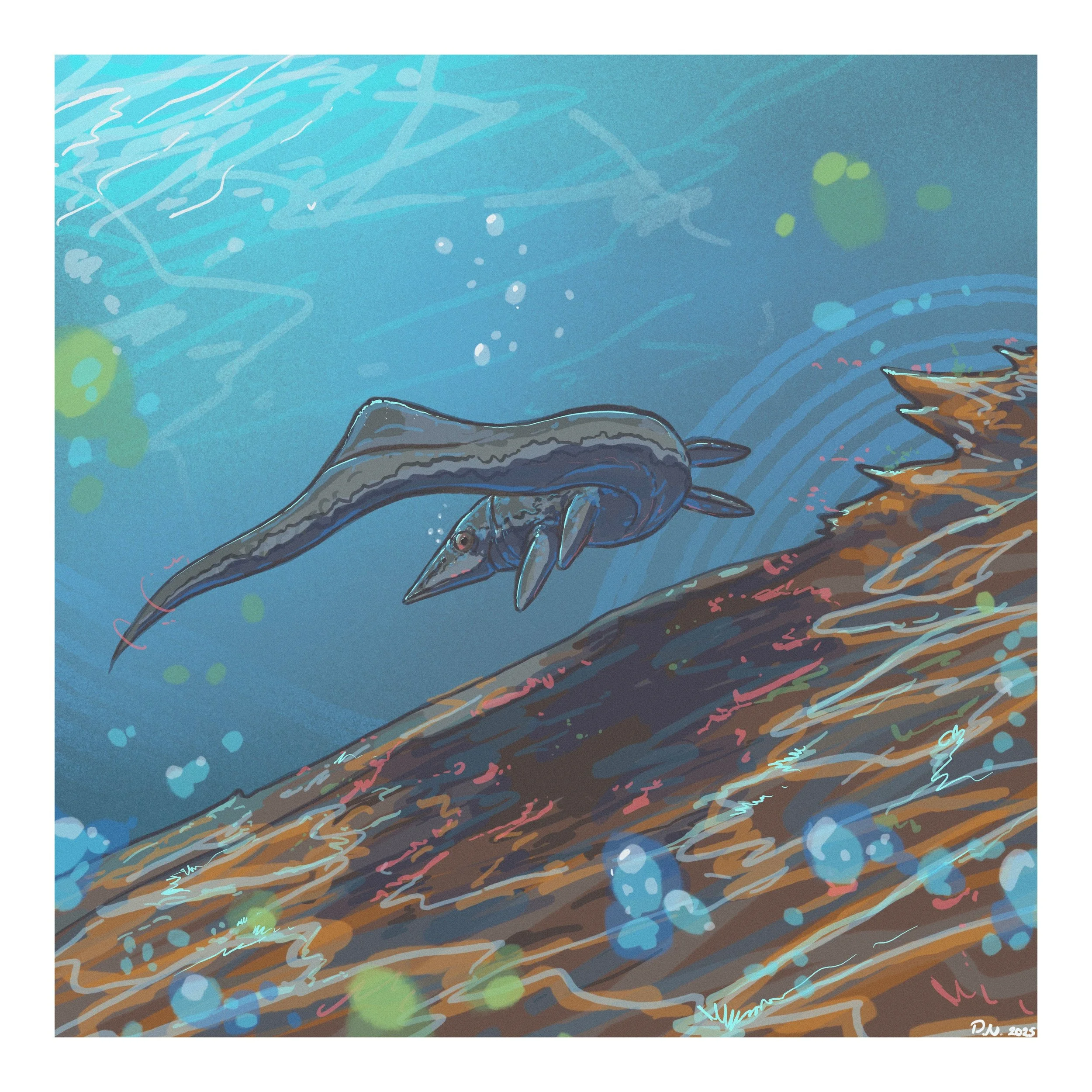 Grippia is an Early Triassic ichthyopterygian (primitive ichthyosaur). Many remains are found on Svalbard, Norway.