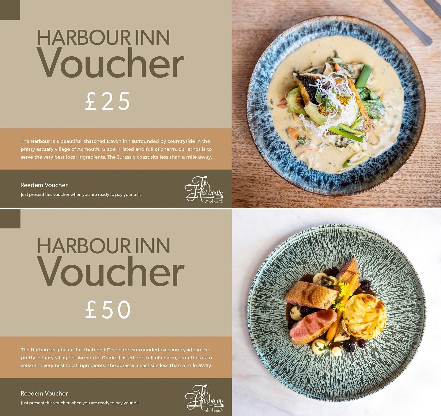 Great news, you can now buy tasty Harbour Inn gift vouchers directly through our website delivered in time for Christmas. Choose a value from &pound;25 to &pound;150 and treat a loved one to lunch or dinner #harbouraxmouth #giftvoucher #christmaspres