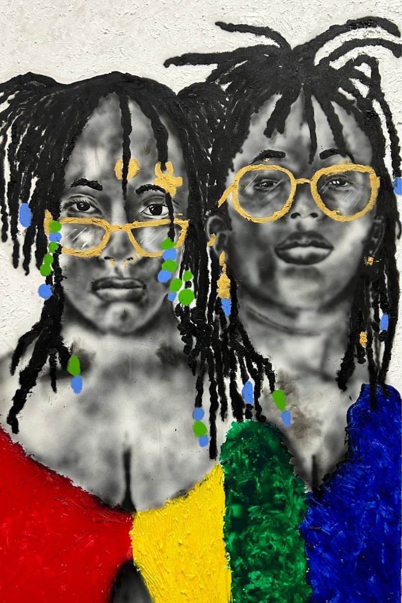 Title: "just the two of us"
Year: 2023
Medium(s): contemporary graffiti on canvas using oil stick, oil paint, acrylic paint 
Dimensions: 32 x 60 / 2 x 2 in | 81.2 x 152.4 x 5.1 cm