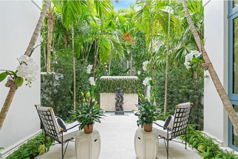 outdoor courtyard sitting terrace fountain