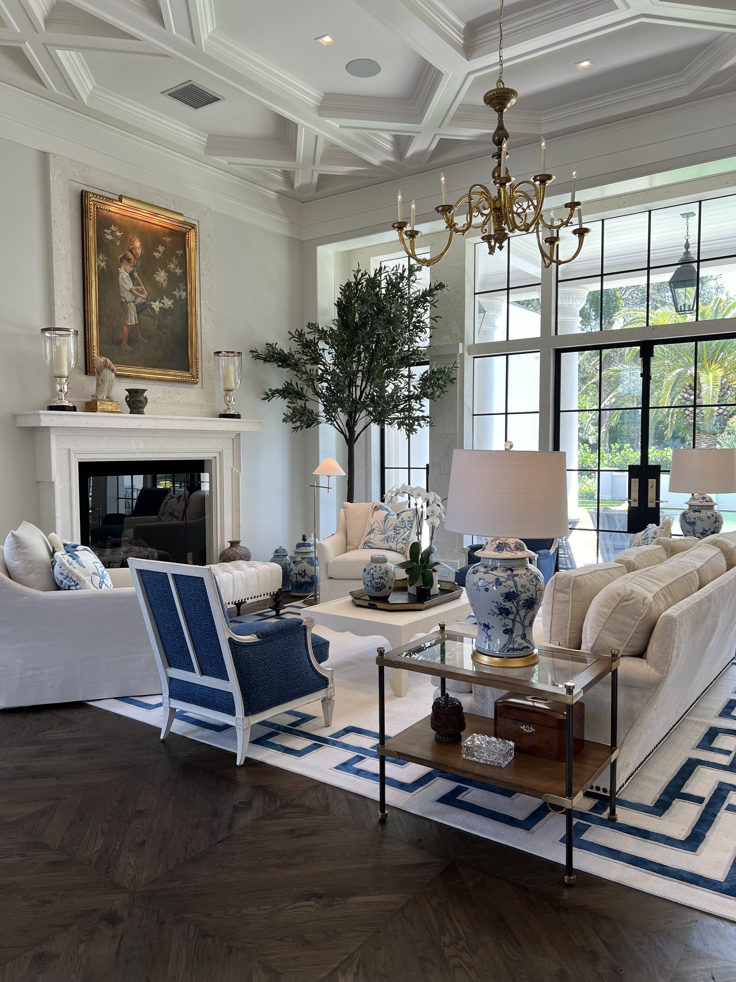 Classical architectural elements with modern designed formal living room