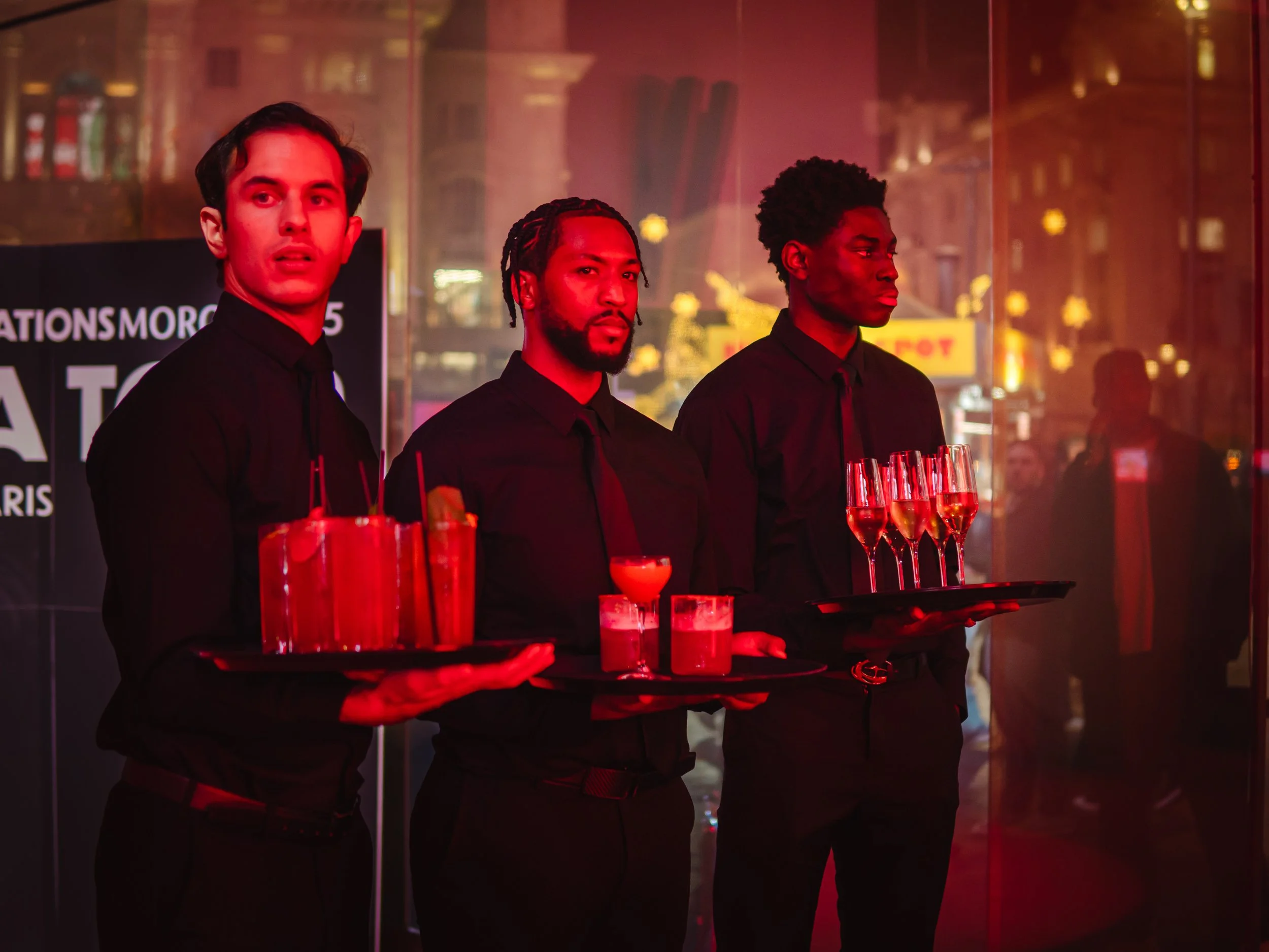 Corporate mixologist providing luxury hospitality at premium business event.