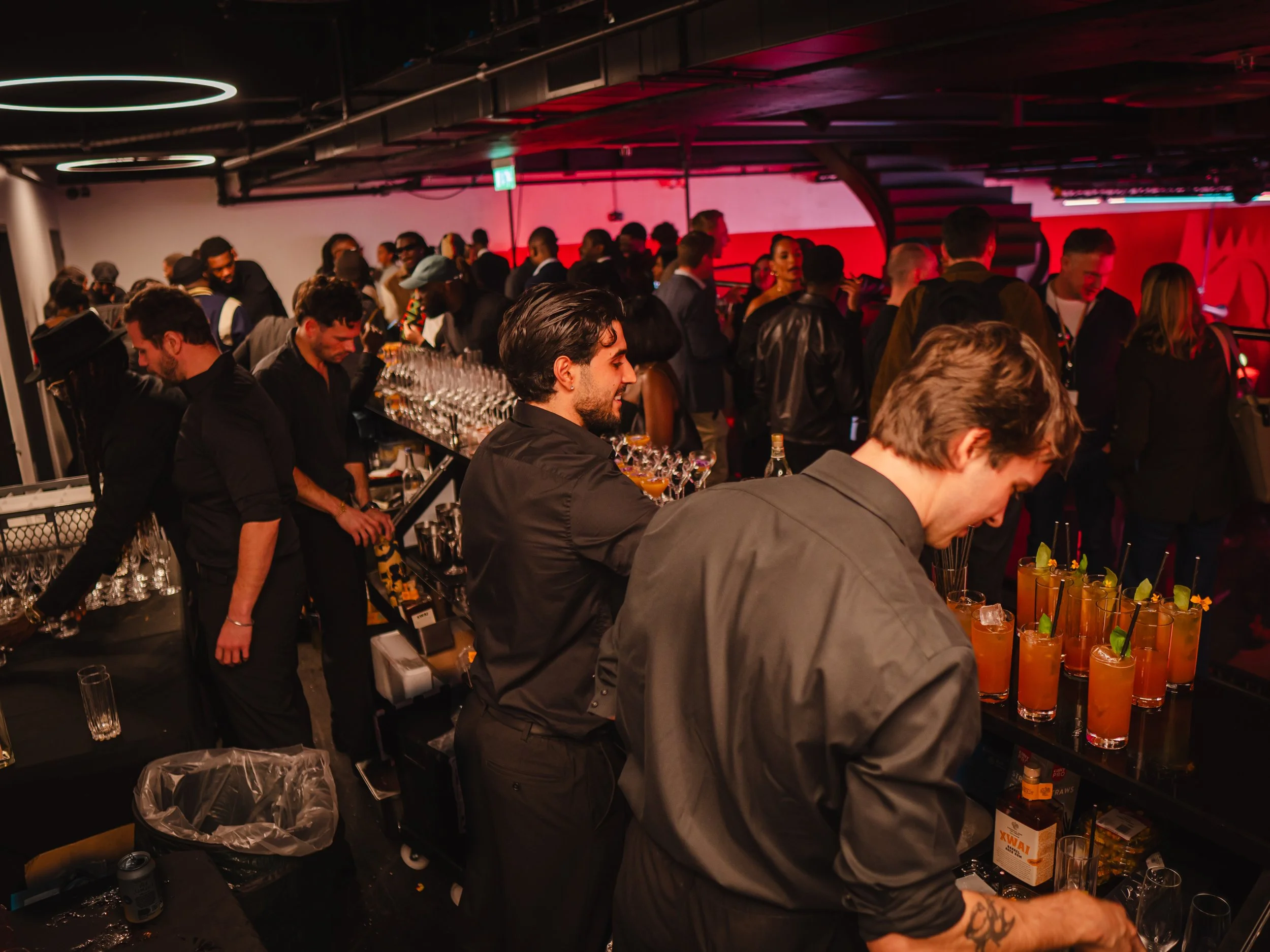 Corporate cocktail bar hire creating calm, premium atmosphere at executive event.