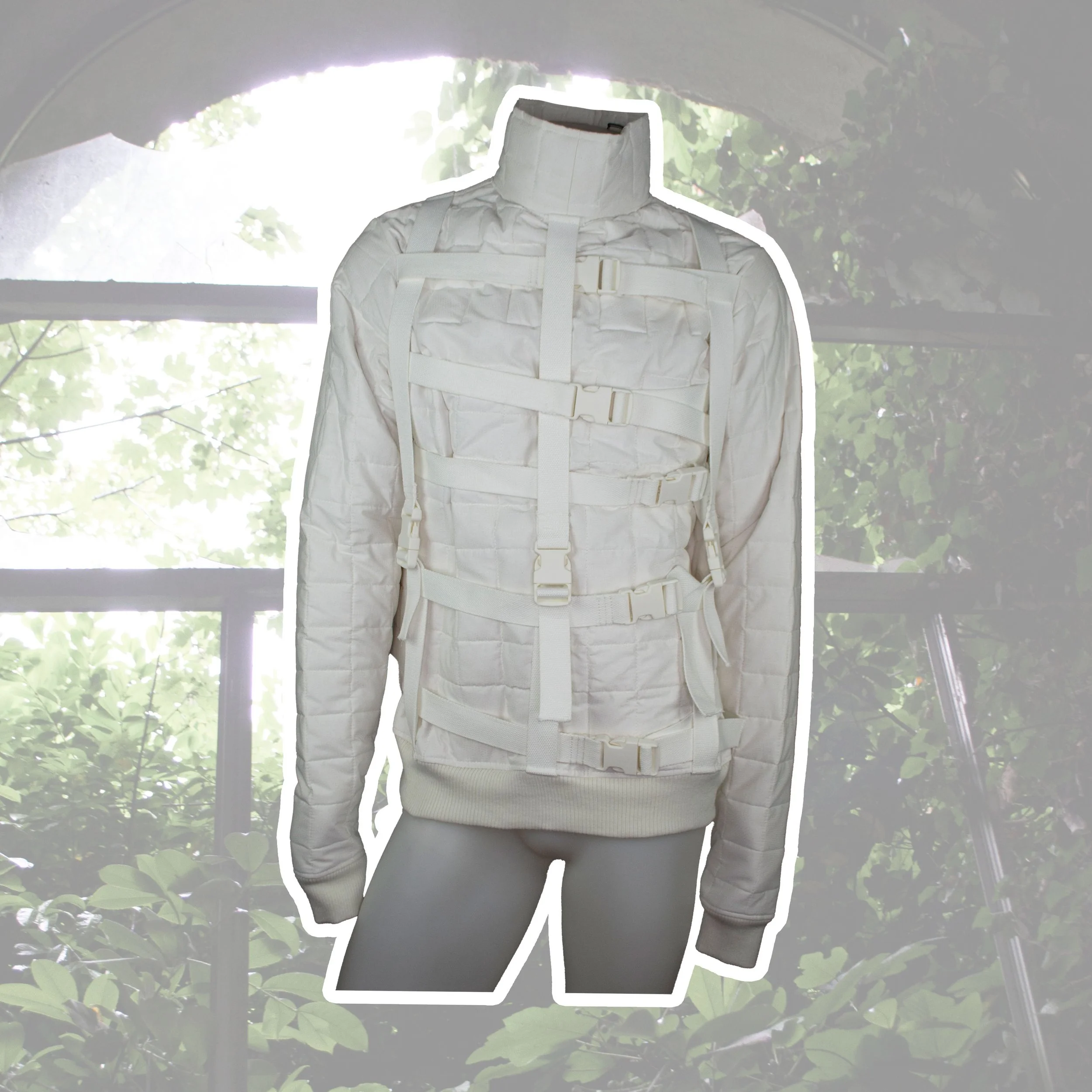 "Padded For Safety" White Bomber Jacket