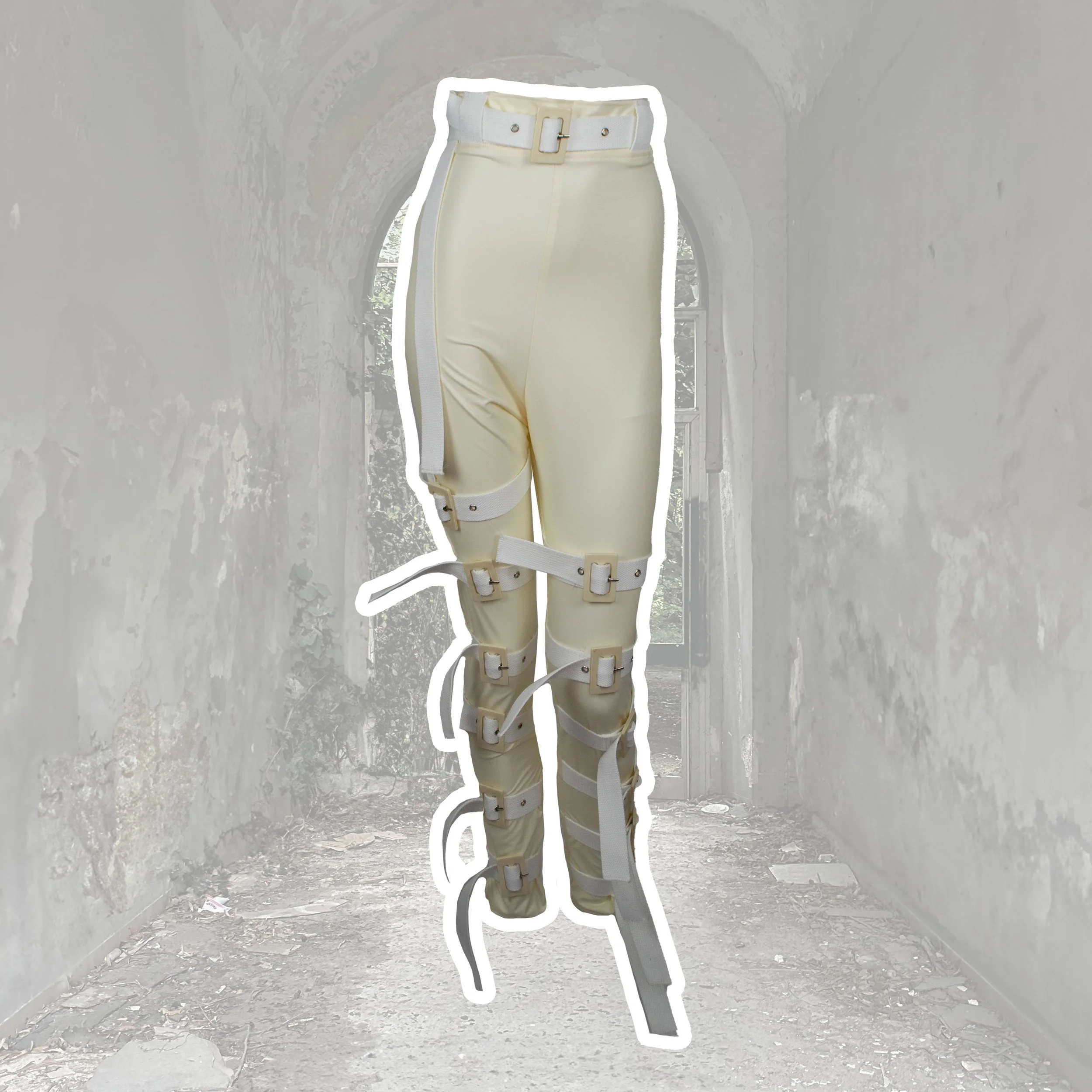 "Sanitarium" White PVC Leggings