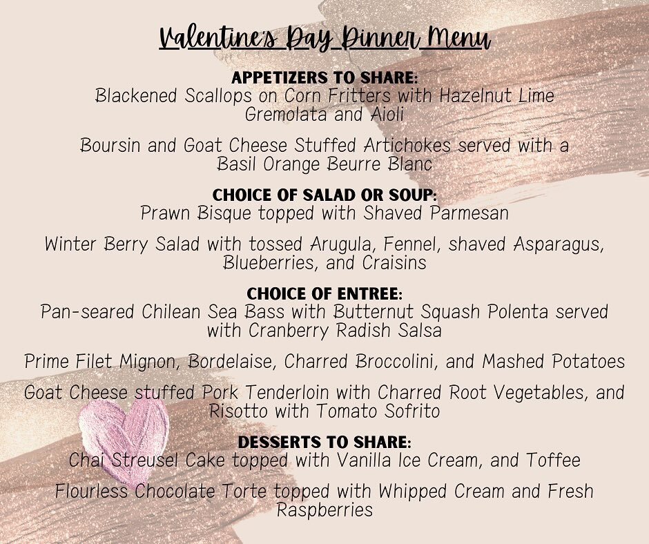 💕Celebrate love with a romantic dinner on 2/14/2024! 💖 Secure your spot; reservations are a must. 🍷🌹 Explore more at tinyurl.com/Valentine-Dinner