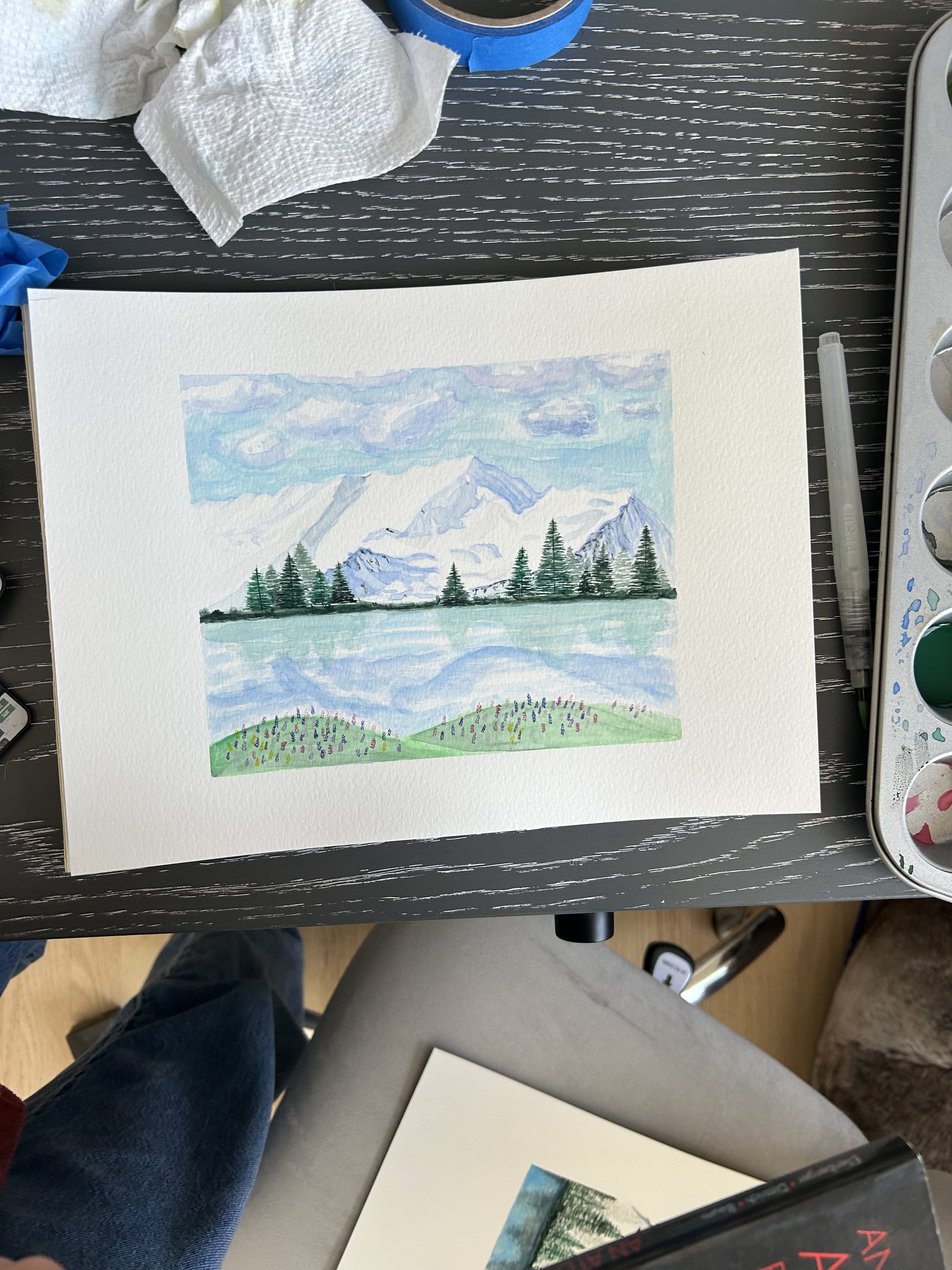 Watercolor Lupine Mountains