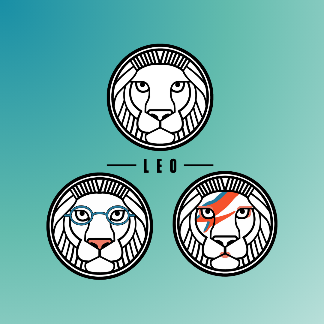 Cluster of LEO logos including the "plain" LEO line art lion and the overlaid versions representing the Lecturer and GLAM bargaining units.