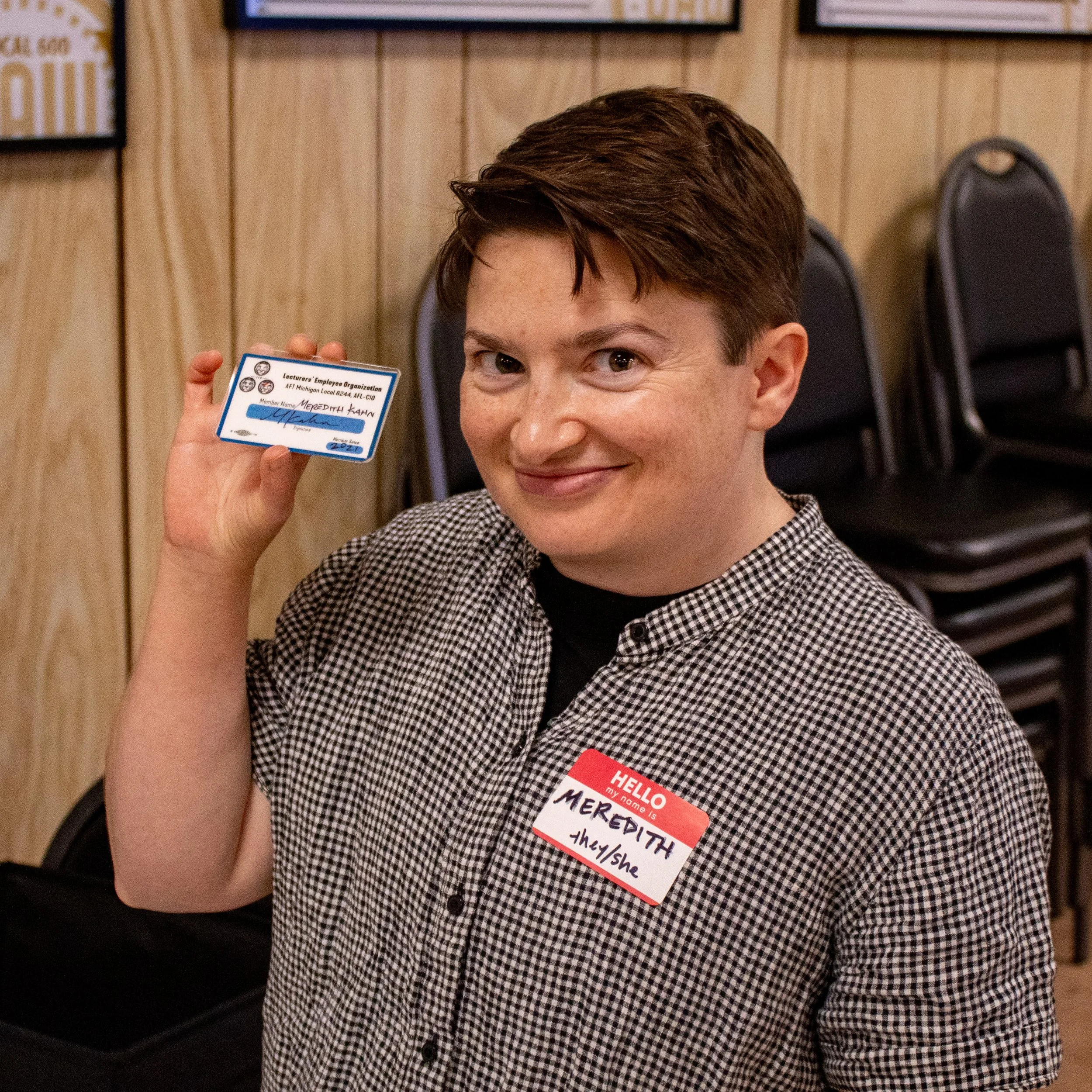 LEO-GLAM member Meredith Kahn with membership card