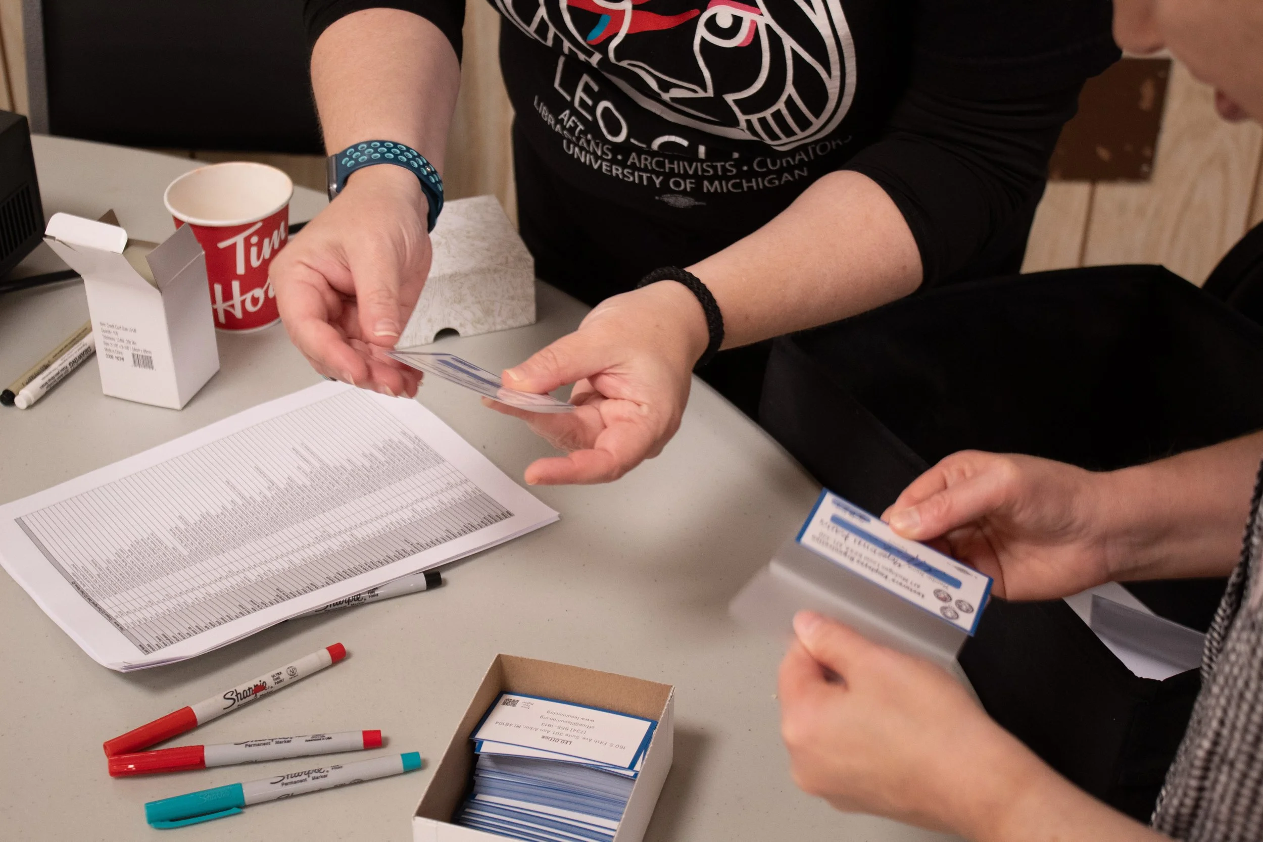 Assembling the membership cards
