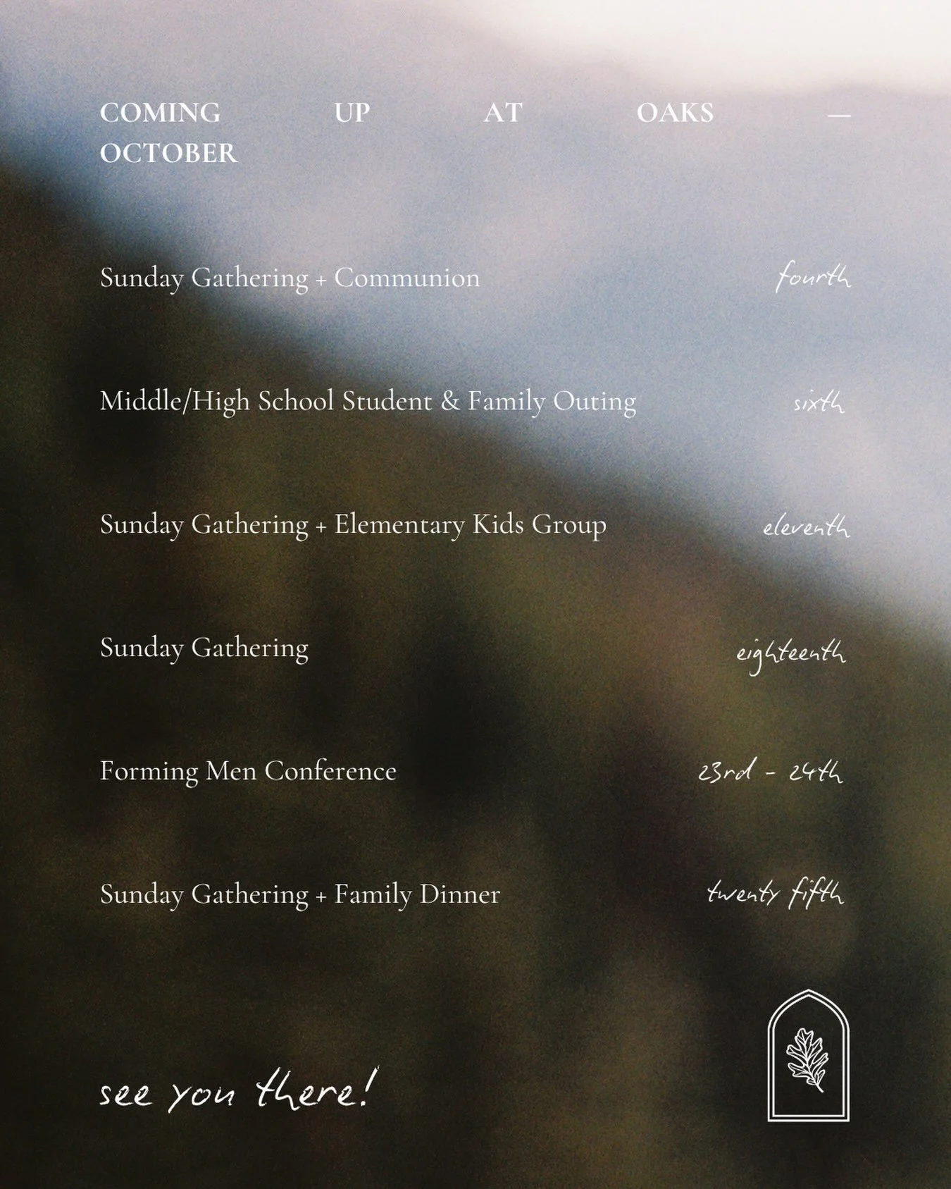 Looking forward to this month! See you there! 

#oakschurchcookeville #cookevilletn #localchurch