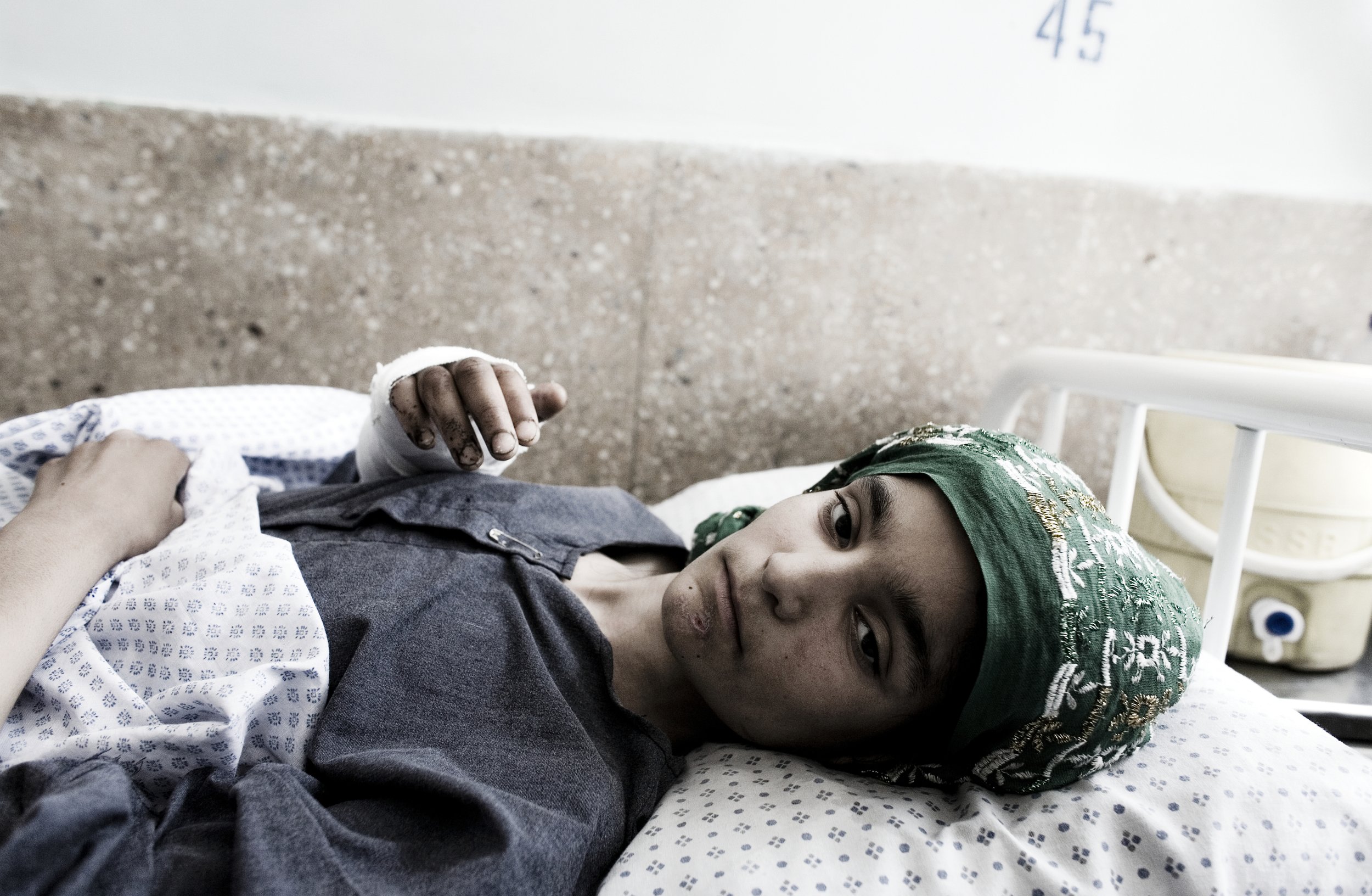 Girl wounded in NATO bombing of wedding. Jalalabad, Afghanistan, 2008