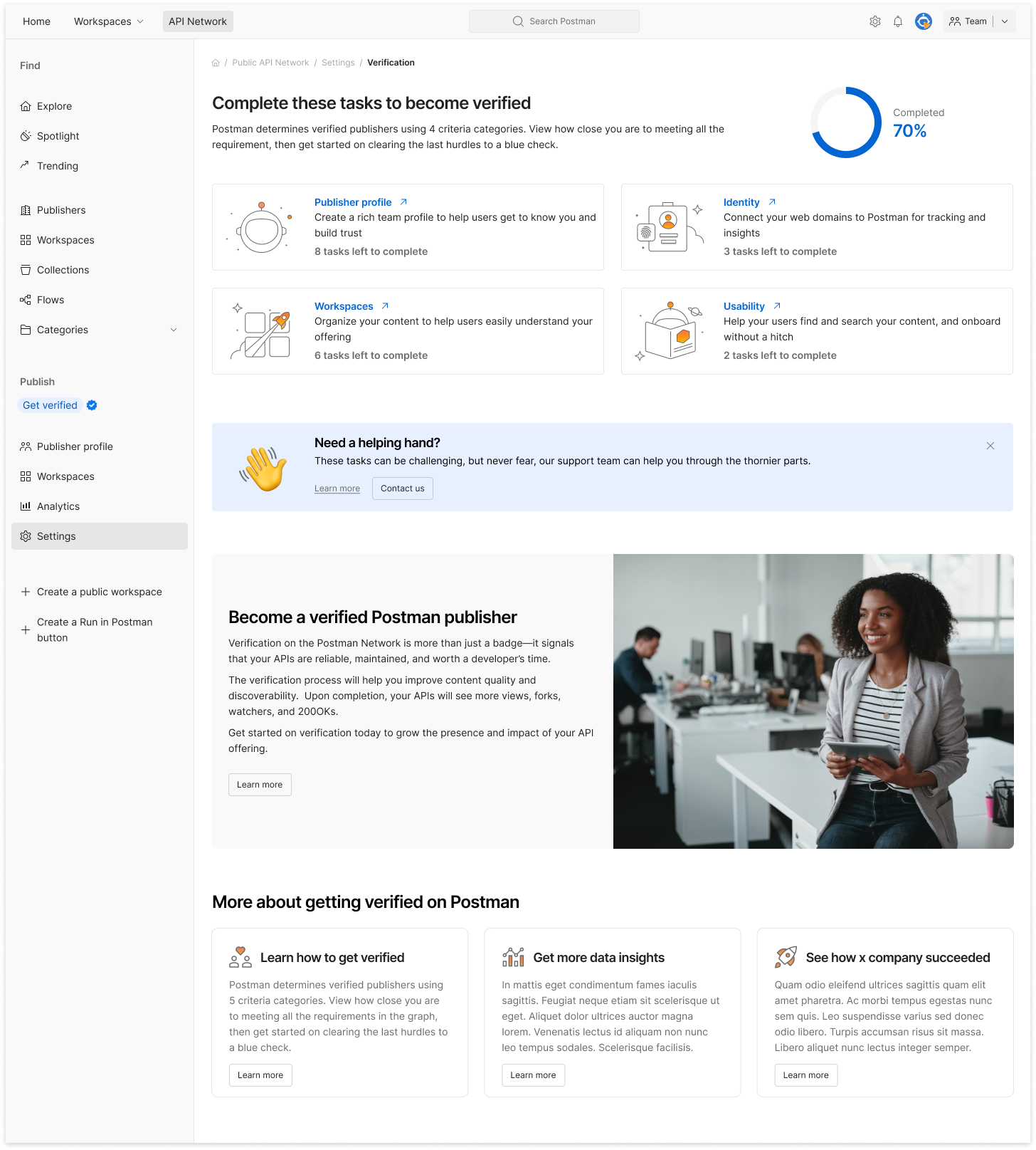 Page with task progress