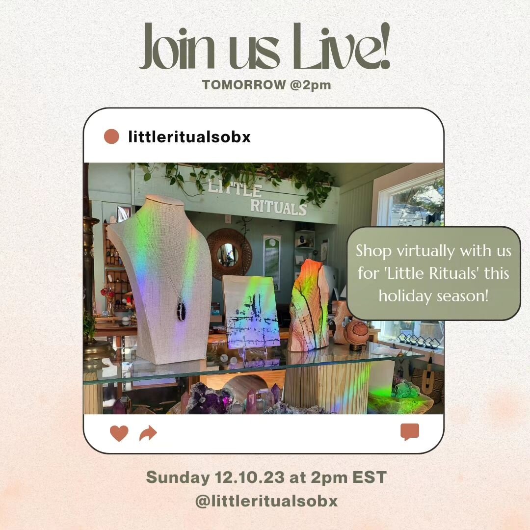 Join us tomorrow as we go live (for the first time!) to allow y'all to virtually 'peruse' the shop &amp; purchase any items you might desire or want to share with a loved one this season!

We will go live at 2 pm EST (offically with the ring of my Ja