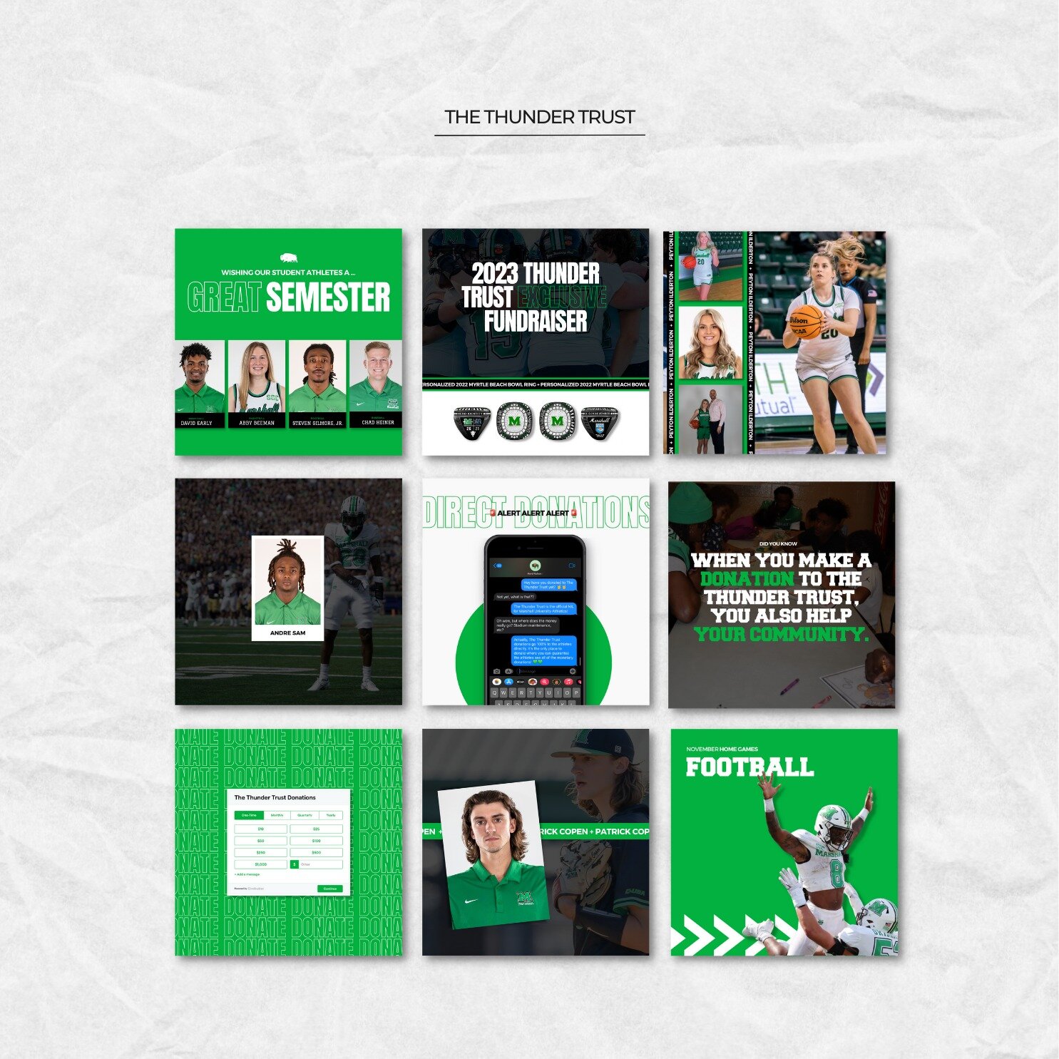 WE ARE&hellip;. So so proud to work with @thethundertrust 💚💚

@marshallu has an official NIL program for their student athletes and we couldn&rsquo;t be more proud to build their website, copy, membership &amp; social media content. 👏

Graphics by
