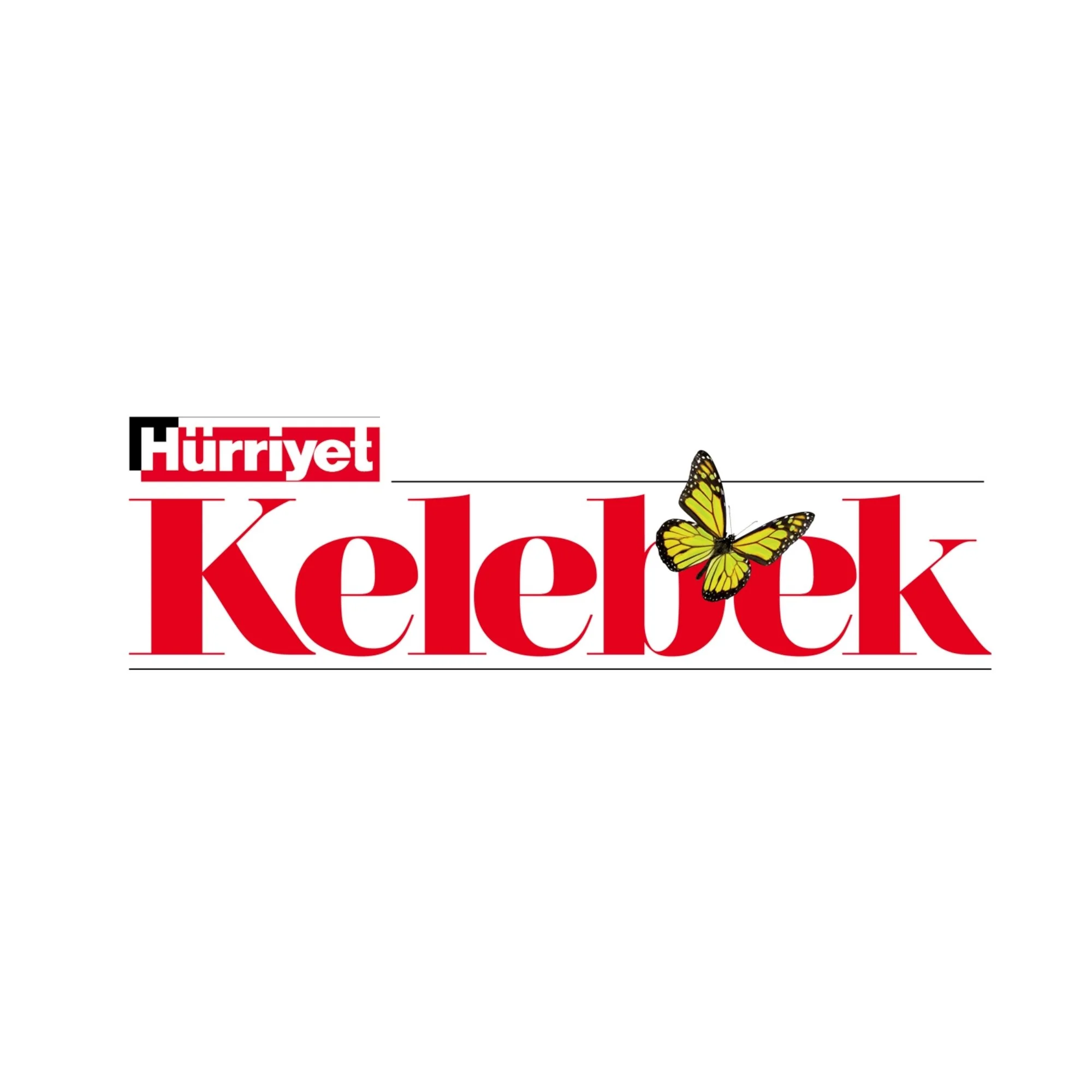 Cover of a magazine featuring a butterfly with black and yellow wings and red accents, surrounded by text that includes the words 'Hurriyet' and 'Kelebek' in large red letters.