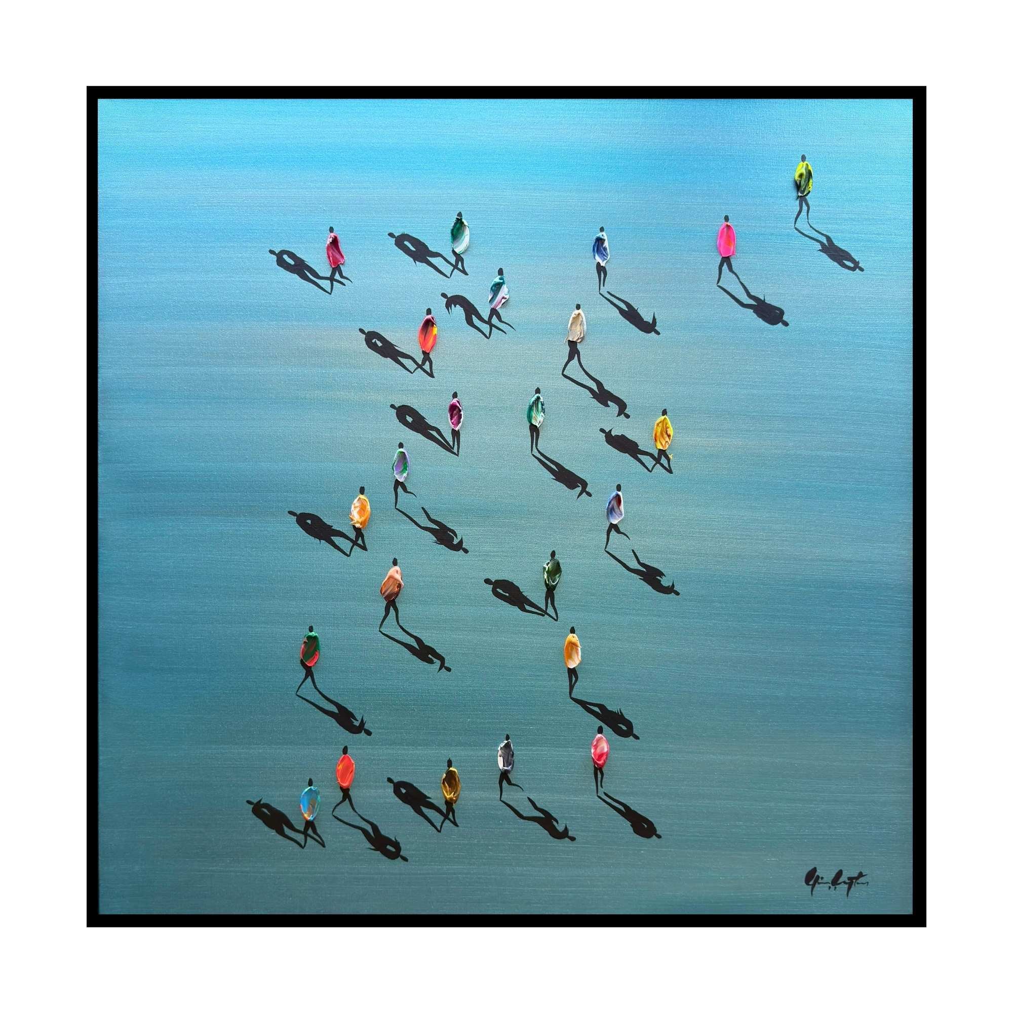 Drifting in Blue, 100x100 cm