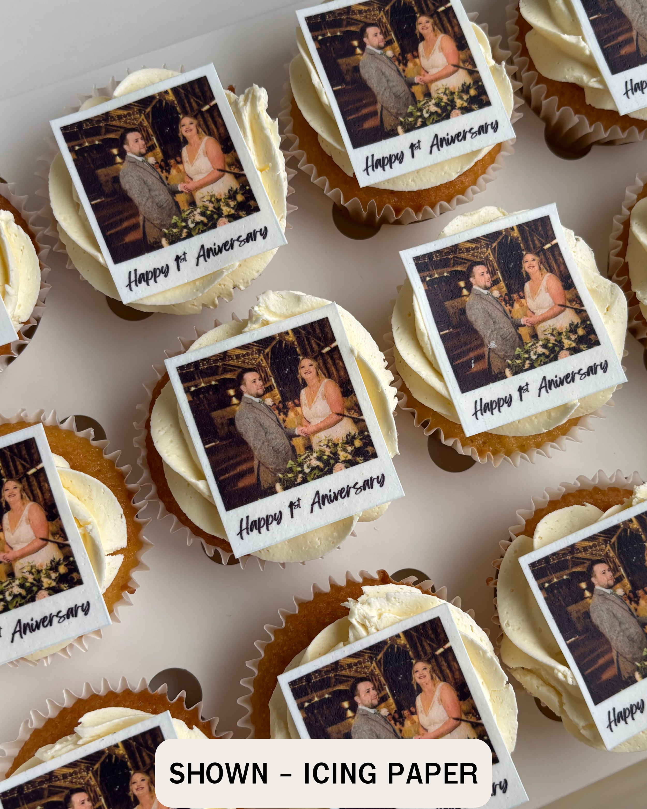 12 Edible polaroid cupcake toppers