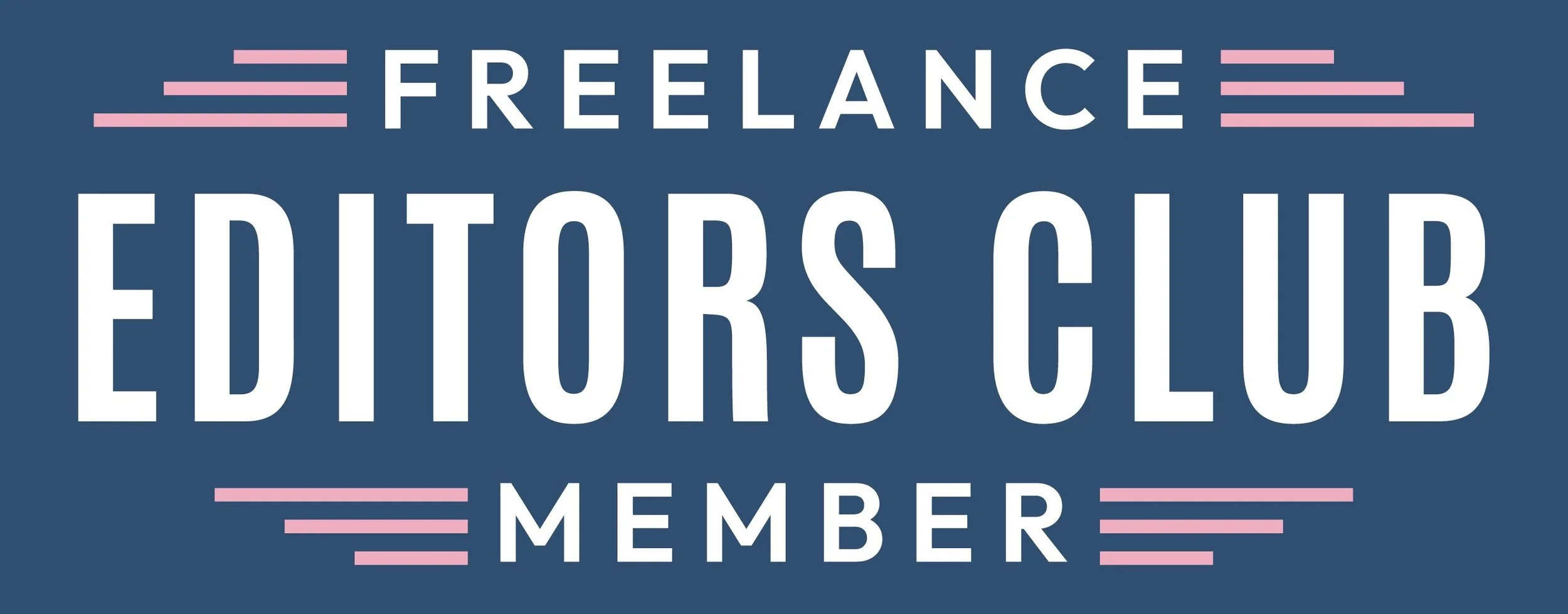 Freelance Editors Club Member badge white text on navy background
