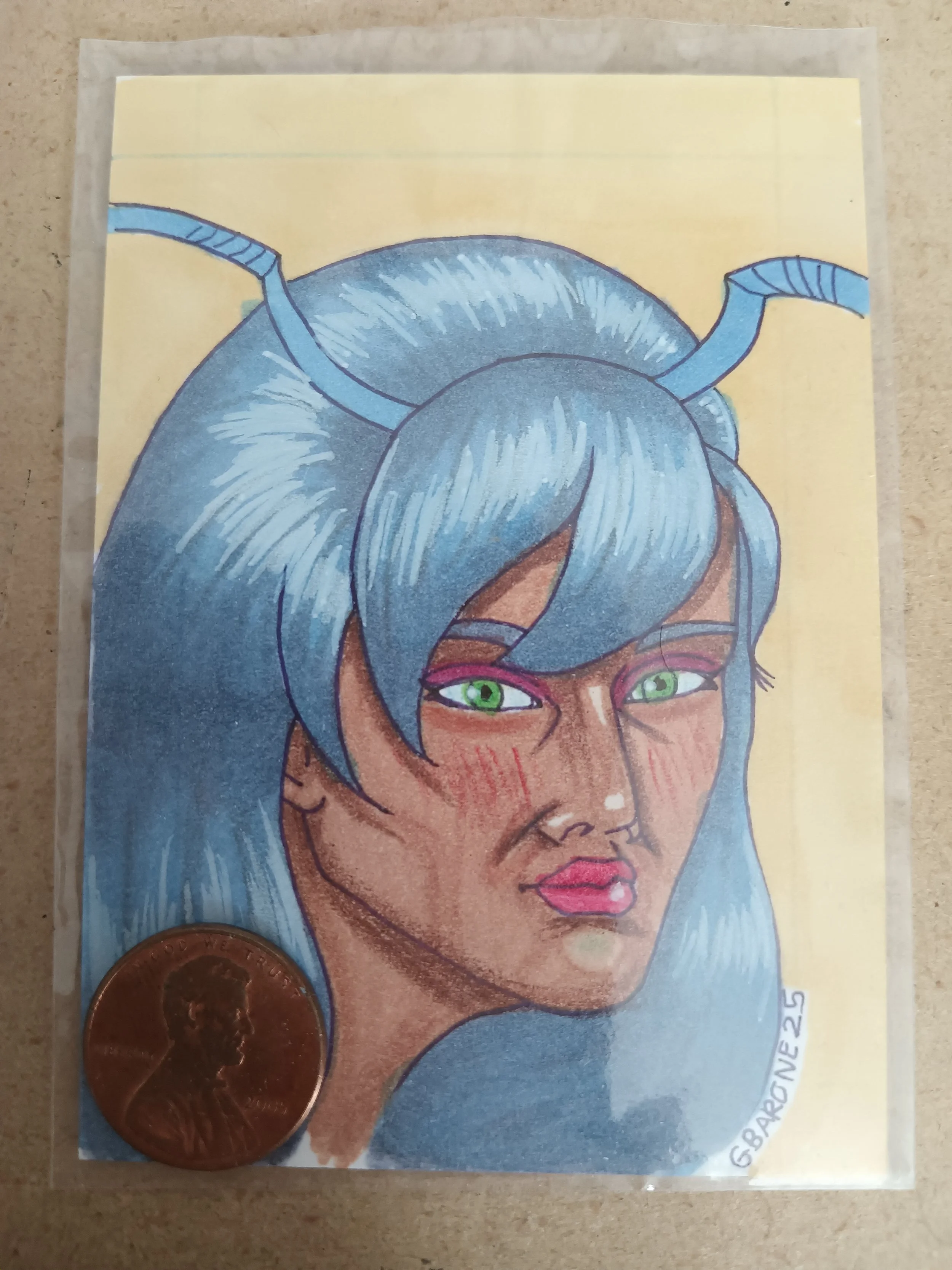 Mantas head shot sketch card