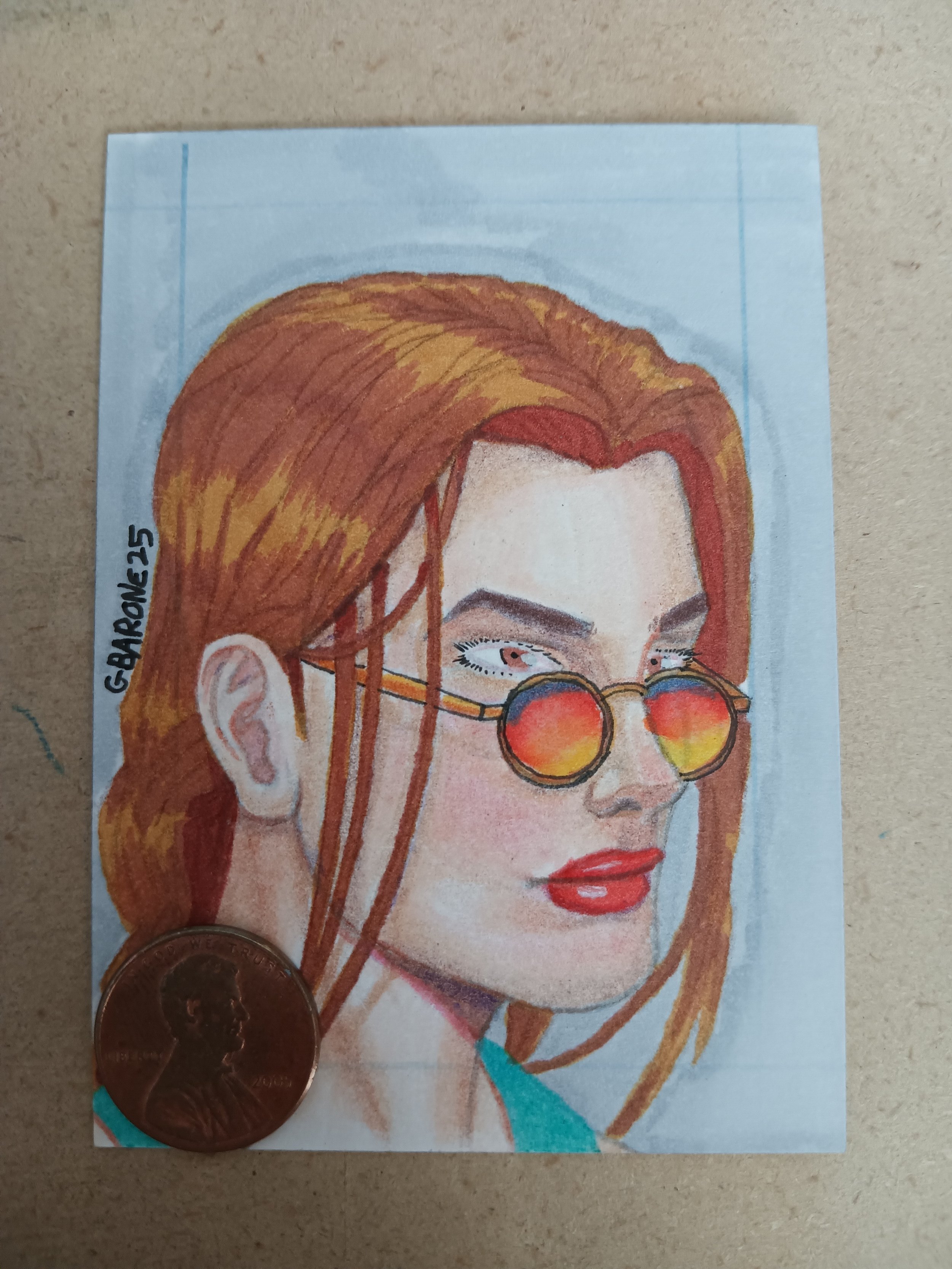 Lara Croft sketch card head shot