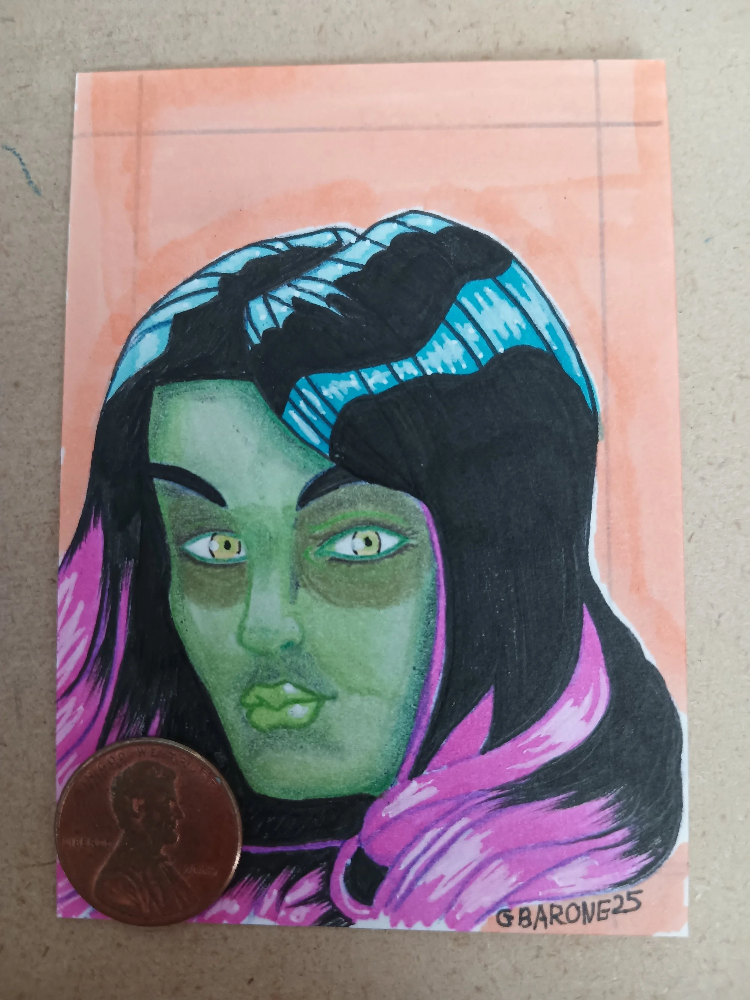 Gamora sketch card head shot