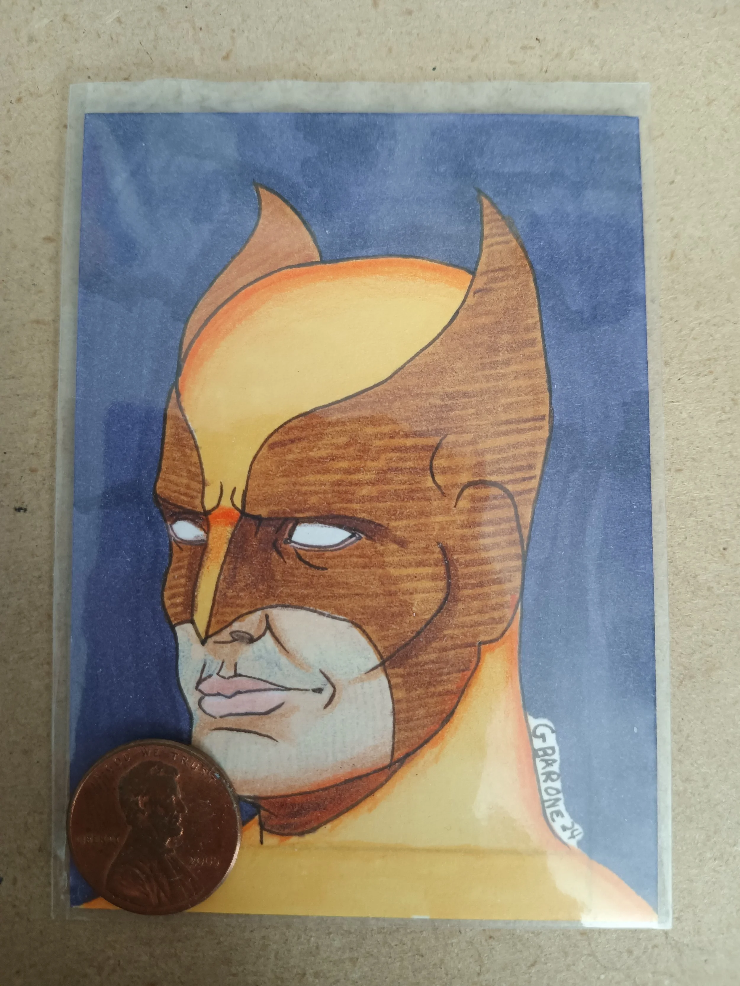 Wolverine head shot sketch card