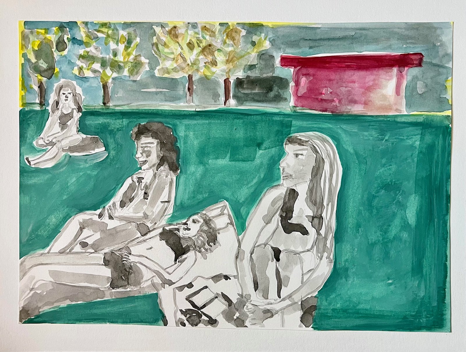 Ladies on the Lawn, 9 x 12"