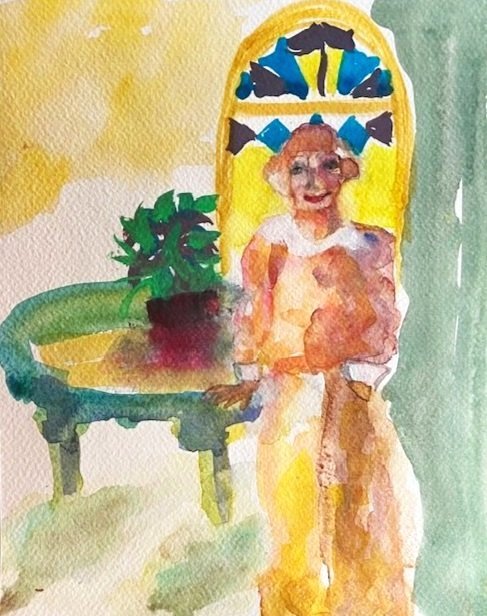 Local Light Leans Low - watercolor on paper - 7 x 5"