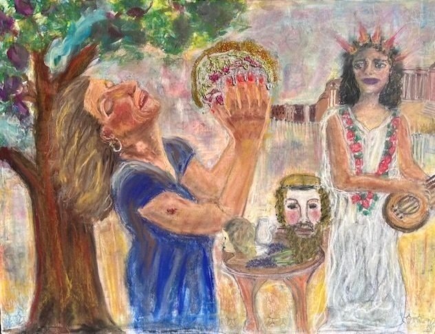 Her Lyre Lights Ball of Fire - pastel - 19 x 25"