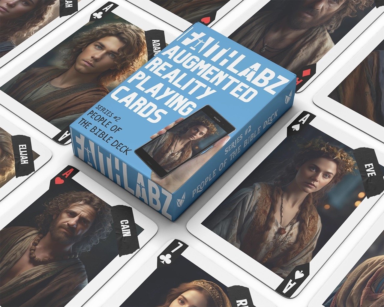 The People of the Bible augmented reality deck with illustrated character cards