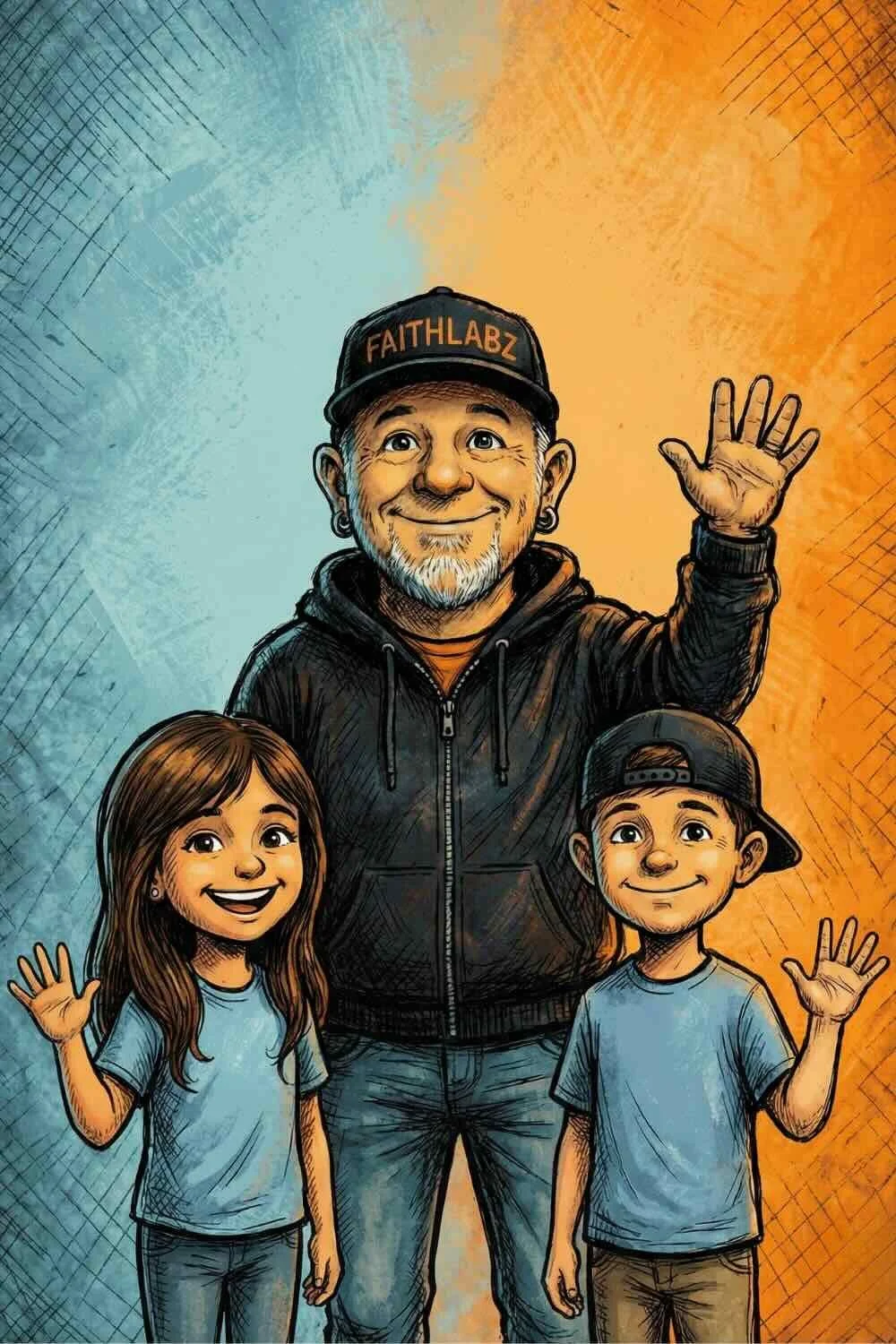 Adam Wilber, founder of FaithLabz, with his kids