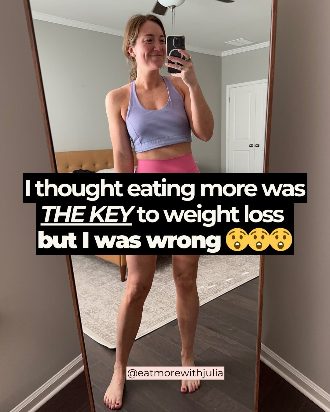 Don&rsquo;t get me wrong 

Eating more helped me lose weight 

❌ but turns out it&rsquo;s not the whole story

I was desperate to feel good when I looked in the mirror. And I was sick of feeling at odds with my body and fearful of my hunger

But it d