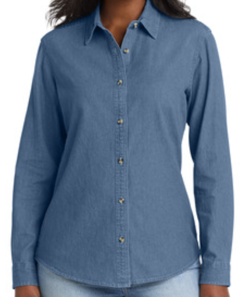 Port & Co™ Women's Long Sleeve Value Denim Shirt. LSP10