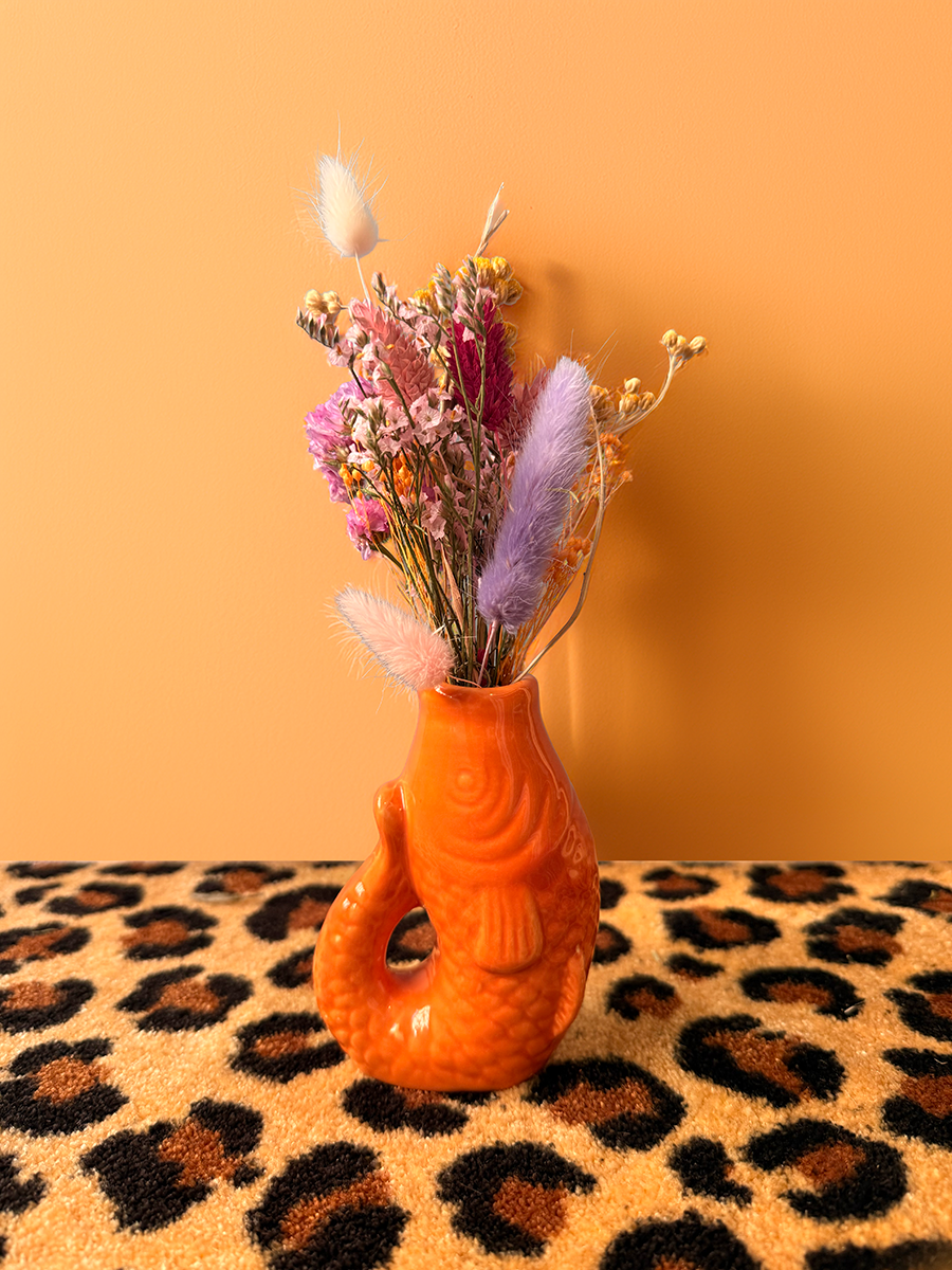 Composition bouquet et vase poisson