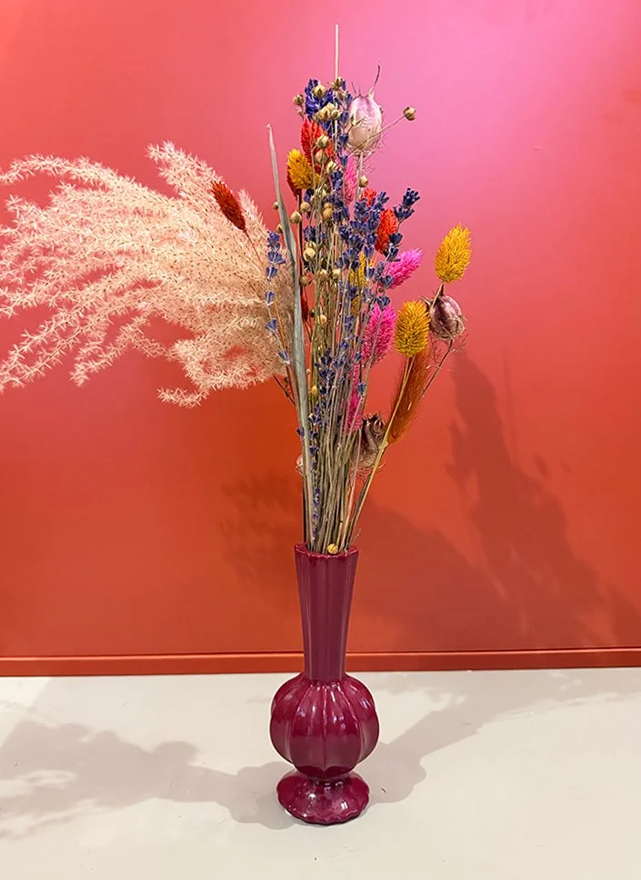 Moyen bouquet de fleurs séchées haut pampa et violet