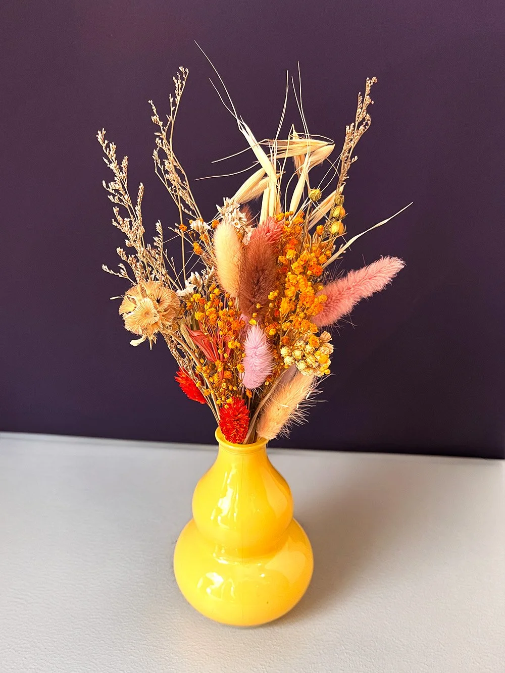 Moyen bouquet fleurs séchées tons chauds