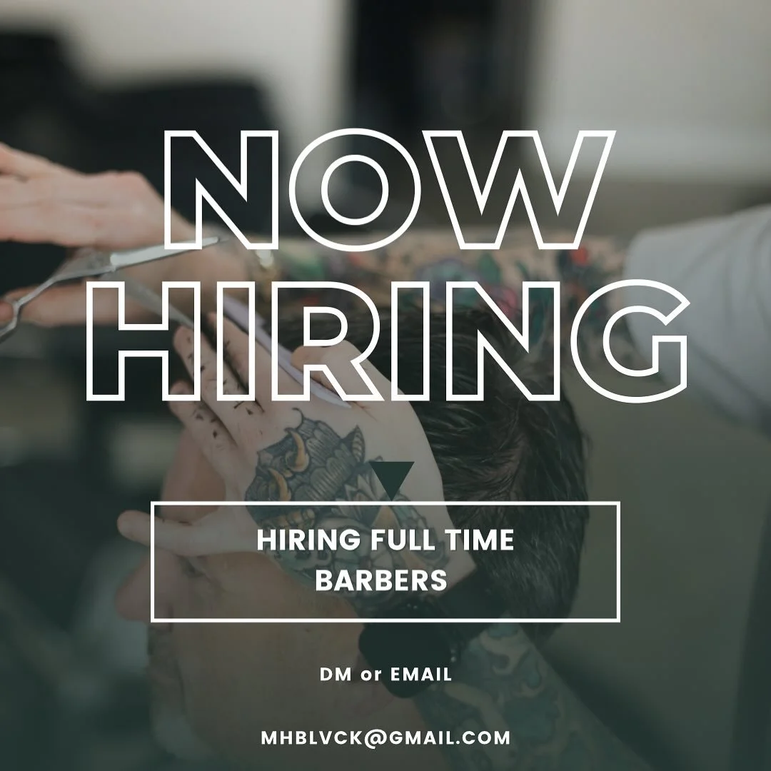 We&rsquo;re Hiring! ⁣

Looking for professional barbers who want to grow, learn, and build their career in a creative environment. 
⁣

Email or DM us to apply! MHBLVCK@gmail.com⁣

⁣
#tampa #tampabay #tampasalon #tampabarber #tampabarbershop #tampahai