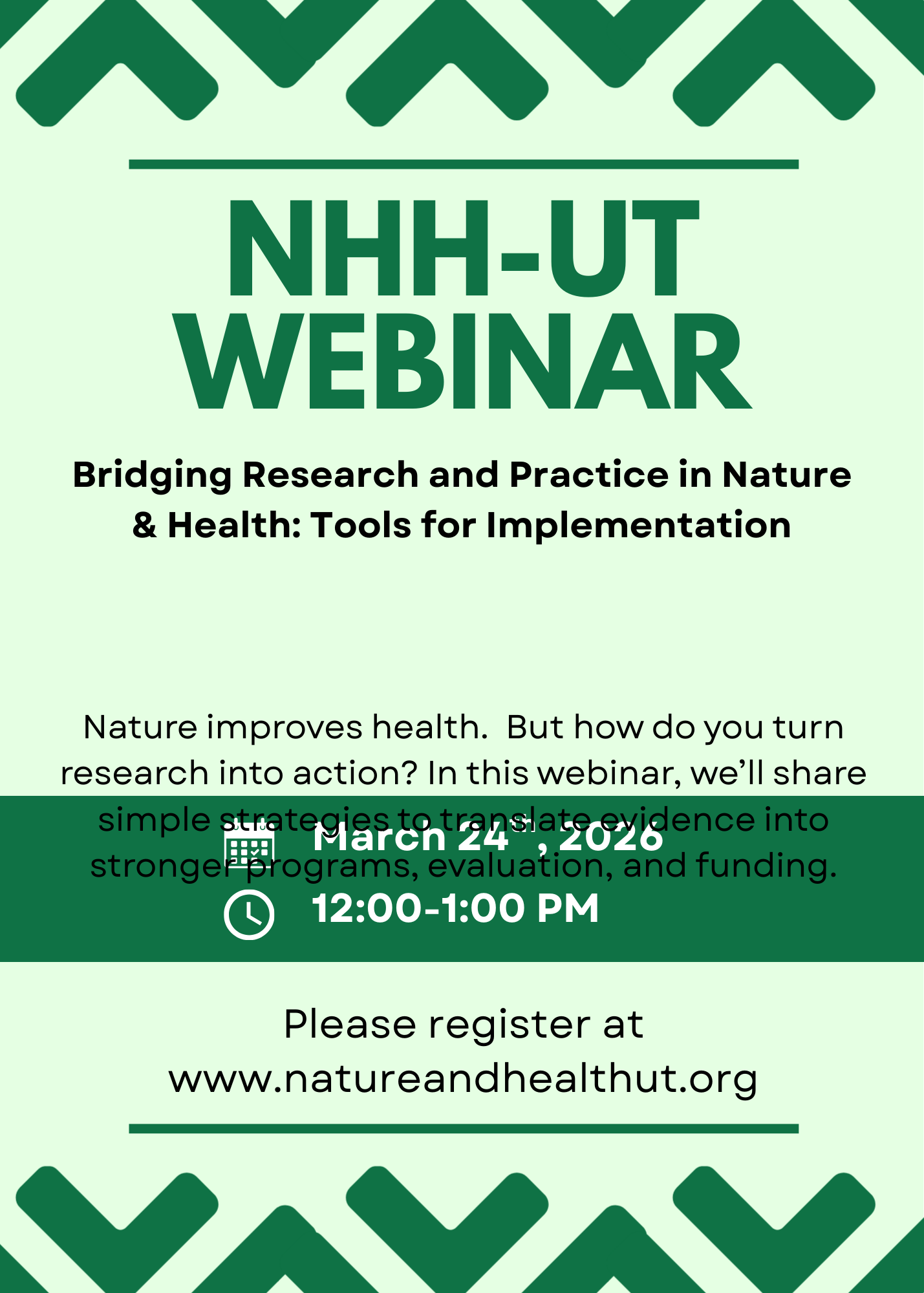 NHH-UT Webinar: Bridging Research and Practice in Nature &amp; Health: Tools for Implementation