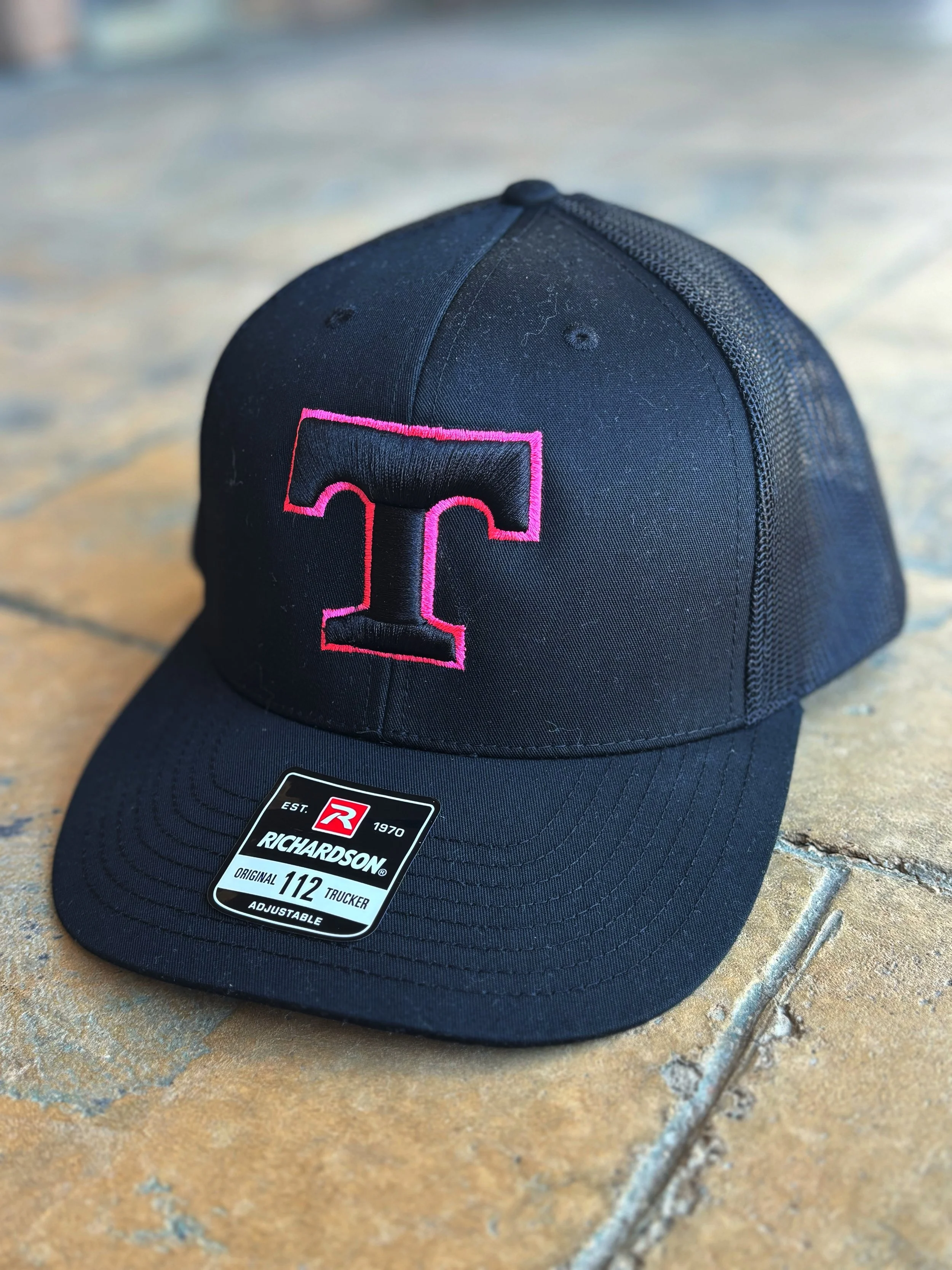 $22 - Richardson 112 Trucker Hat - Hot Pink and Black Tiger T