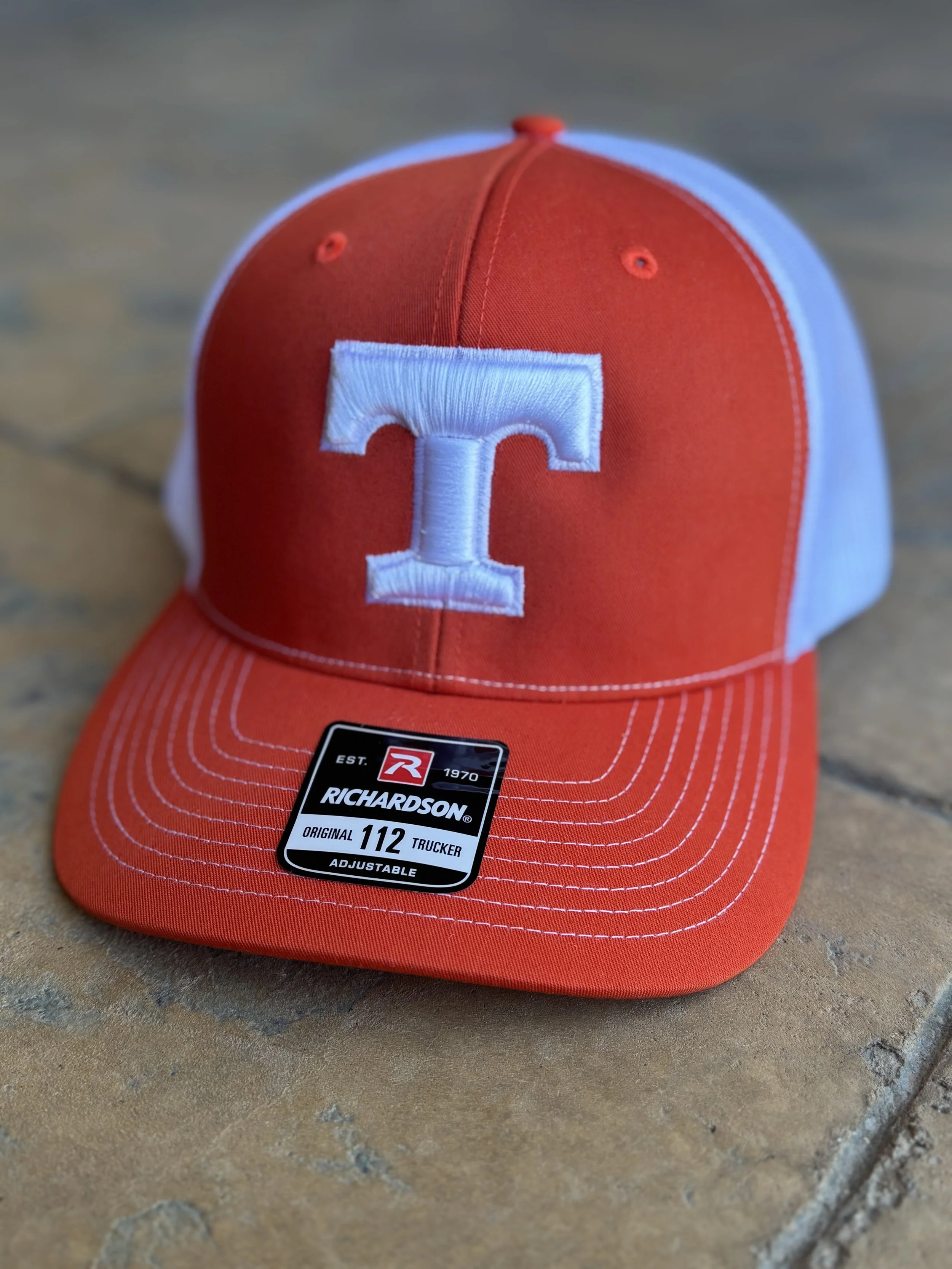 $22 - Richardson 112 Trucker Hat - Orange Hat with White T