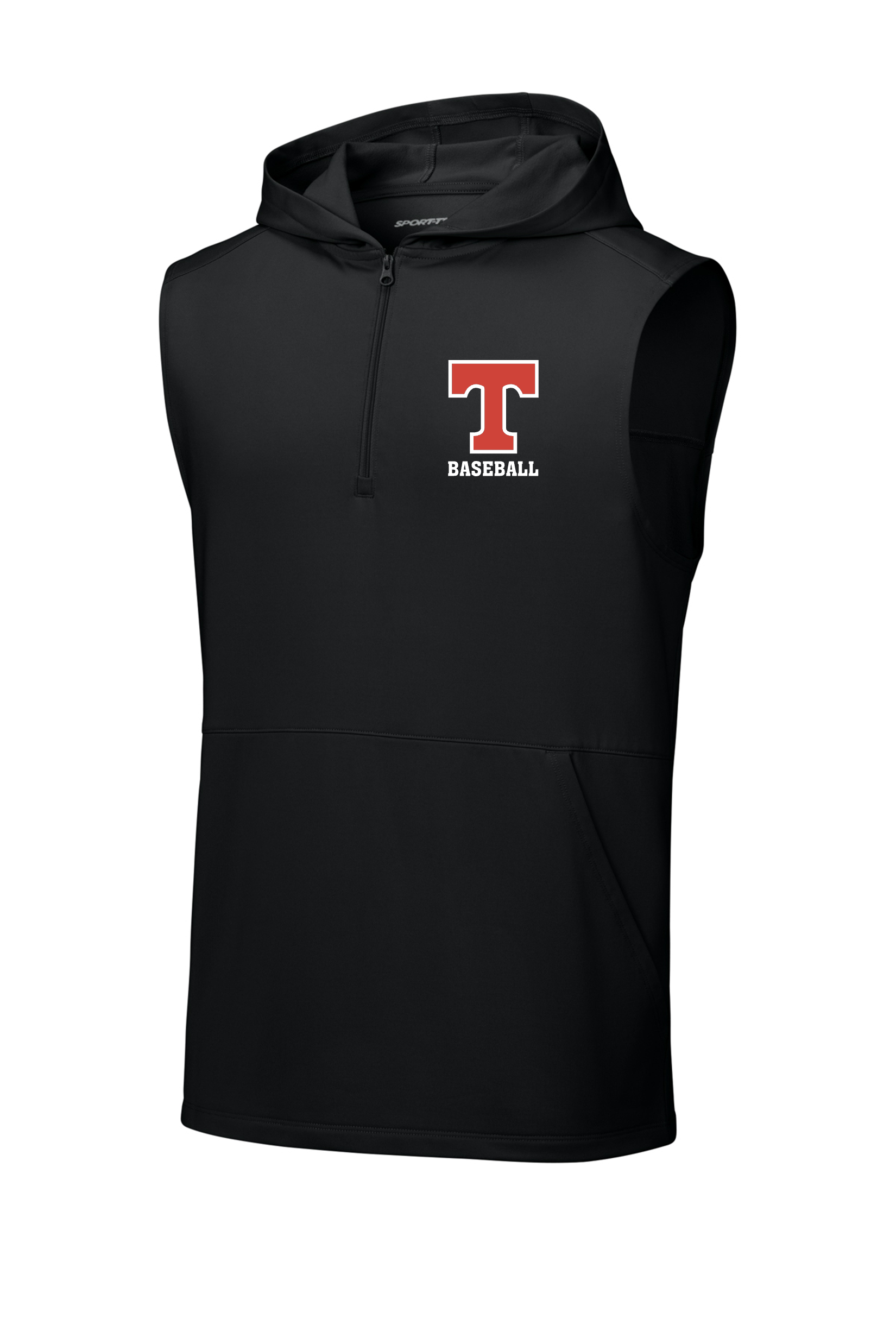 $37 - $44 Sport-Tek Sport-Wick Stretch Sleeveless Hooded 1/4-Zip - Choose your logo