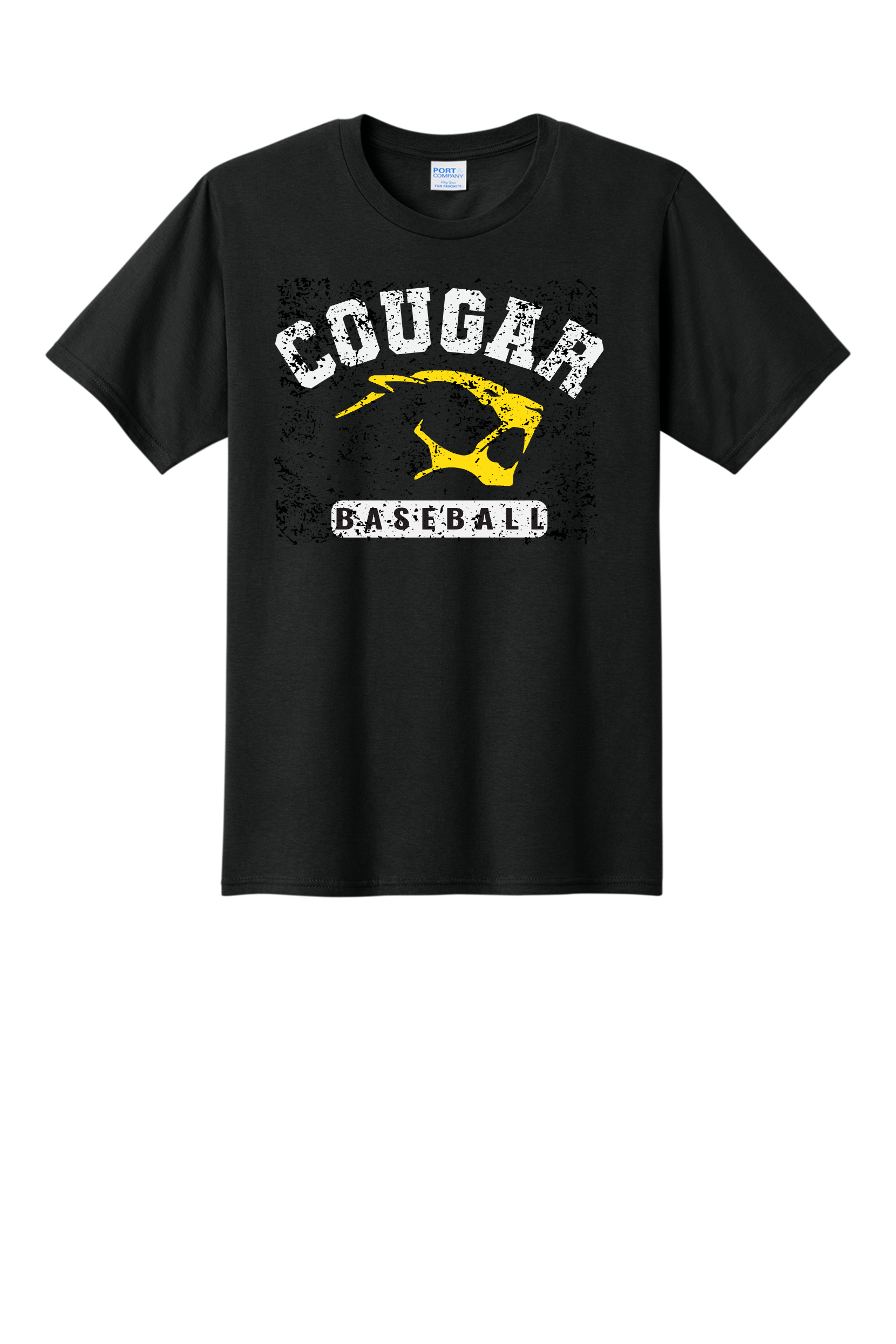 cougar baseball distressed black tshirt.png