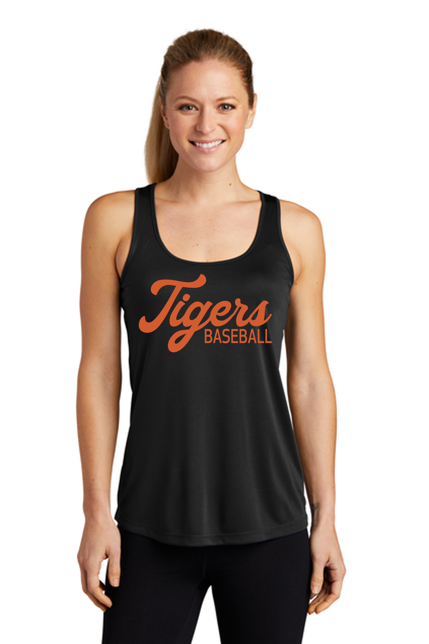 ladies black tank orange script.png