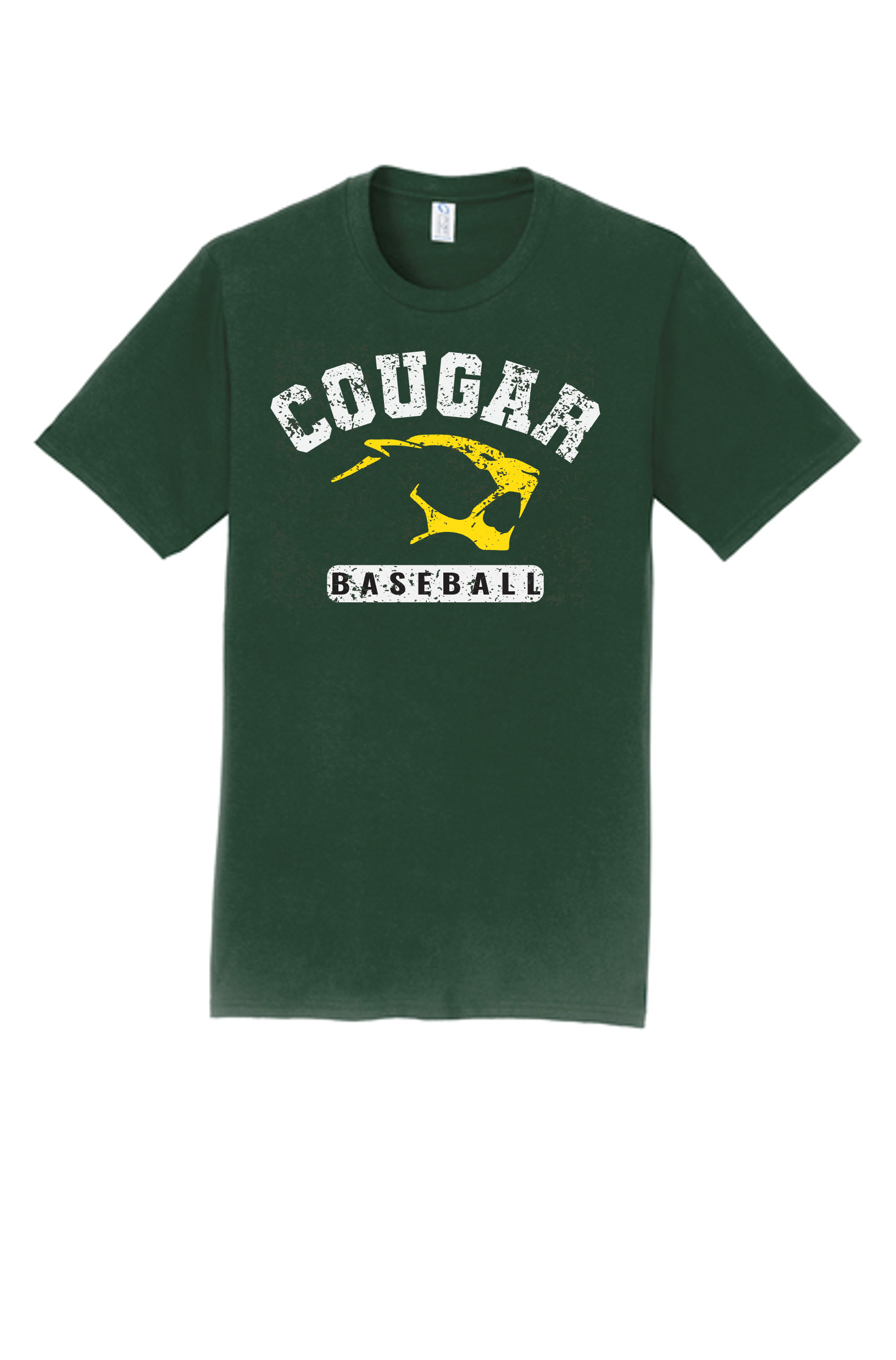 cougar baseball distressed green tshirt.png