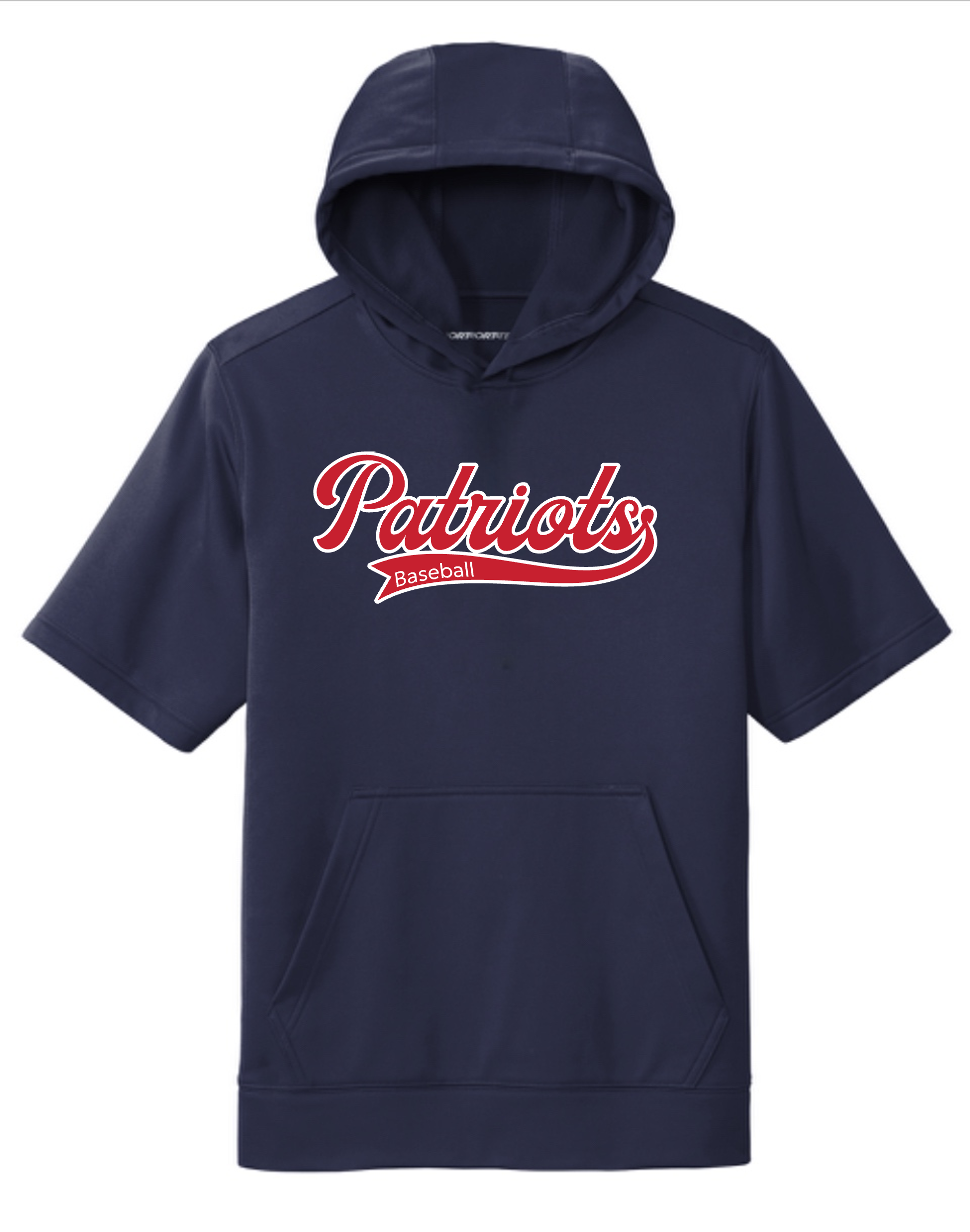 Patriots Baseball Swoosh Sports-Tek Short Sleeved Hoodie