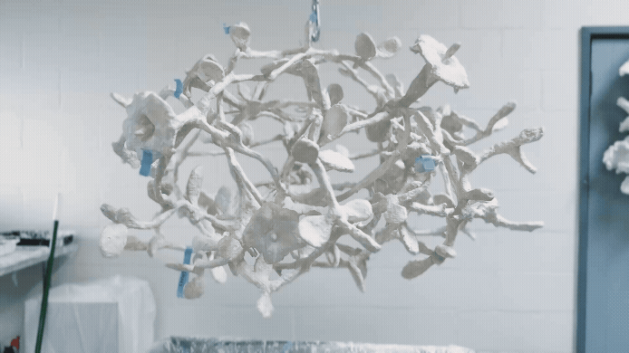 botanical chandelier, WIP, los angeles, O.M. Studio